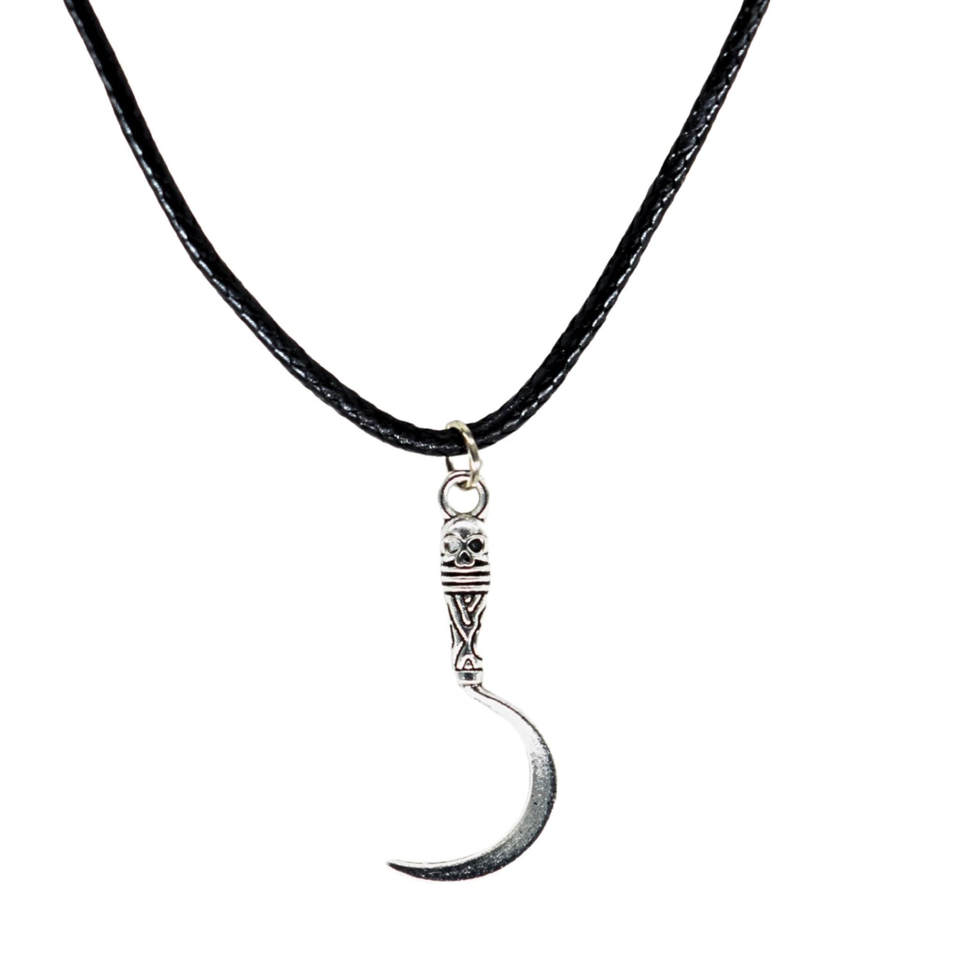 Sickle Fantasy Black Cord Necklace