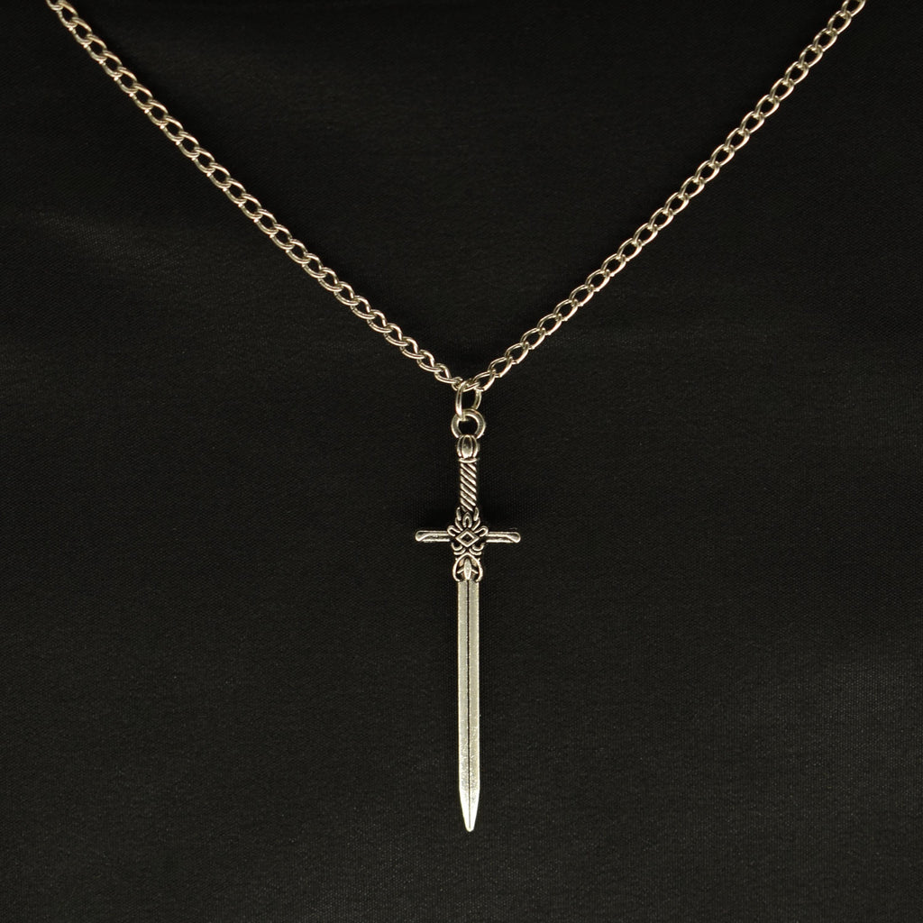 Sword Medieval Fantasy Silver Chain Necklace