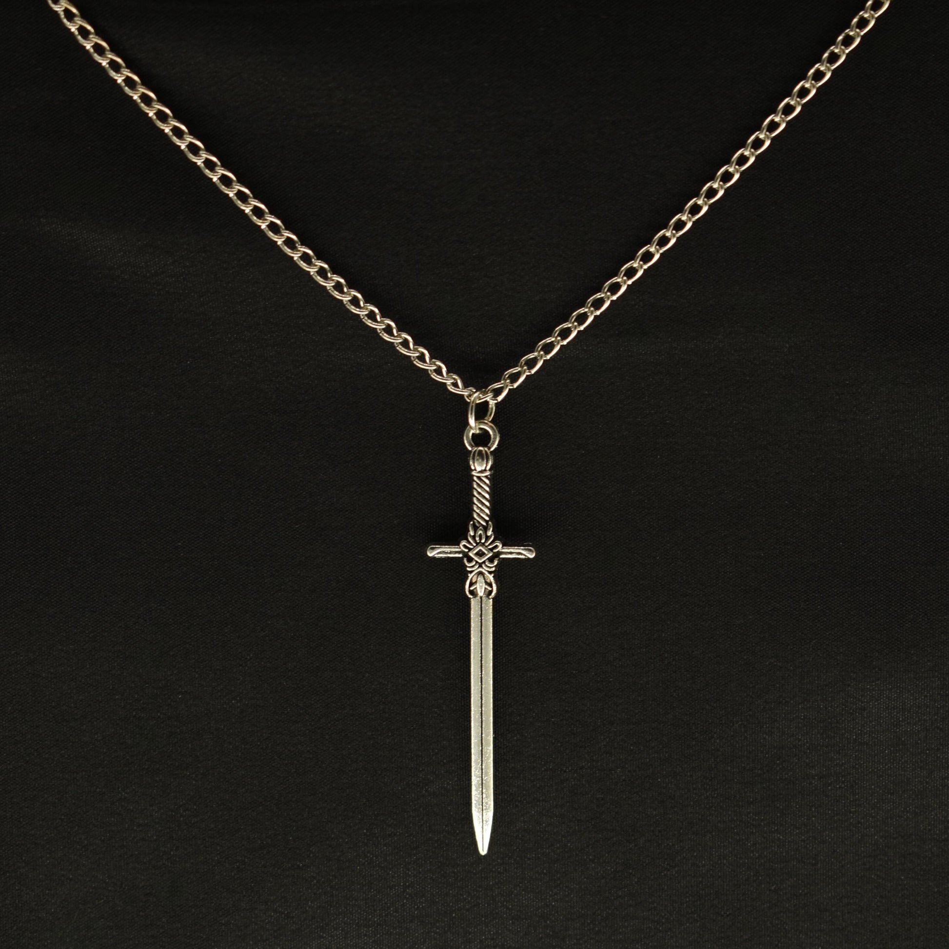 Sword Medieval Fantasy Silver Chain Necklace