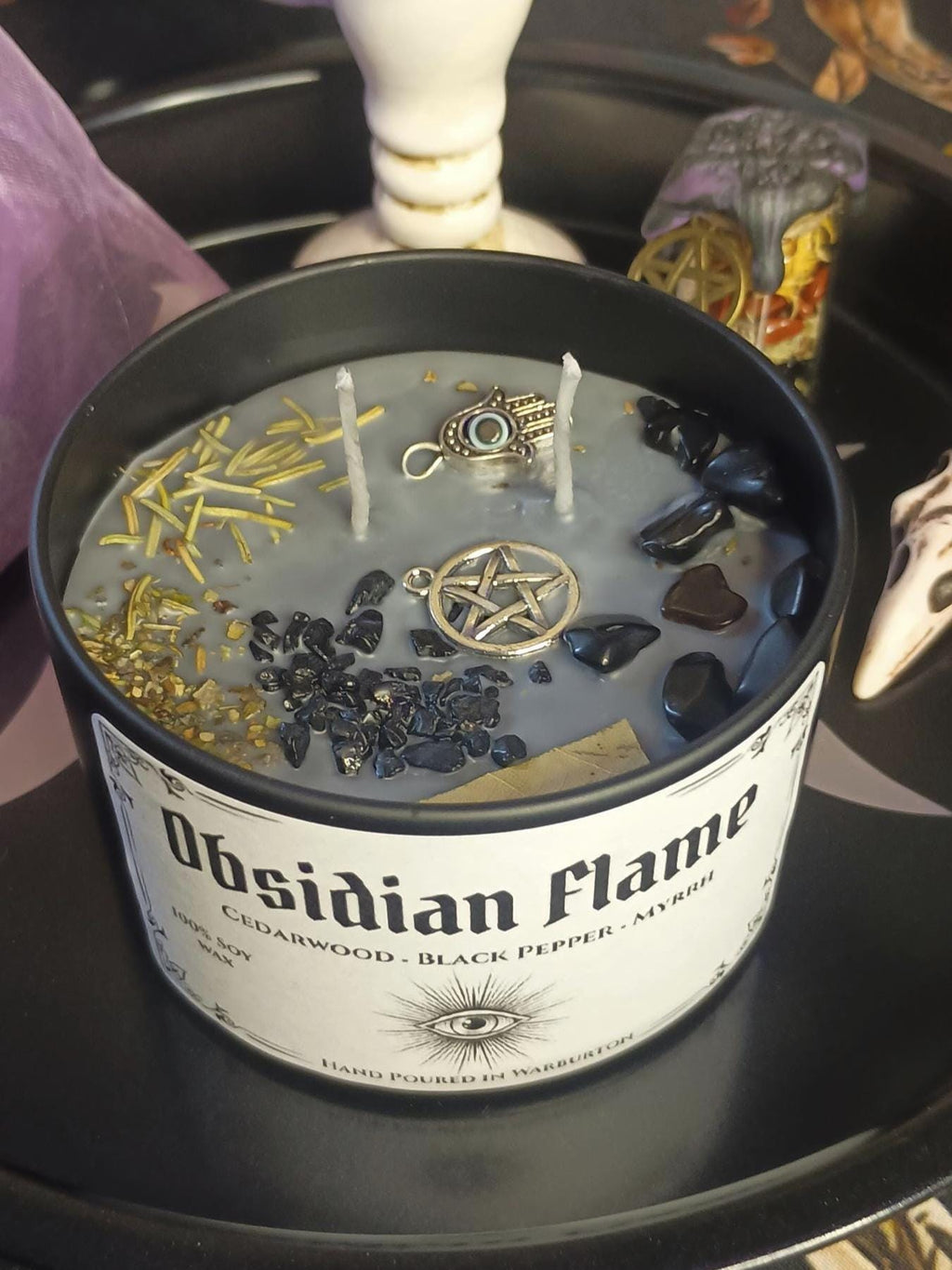 Obisidan Flame Intention Candle Jar