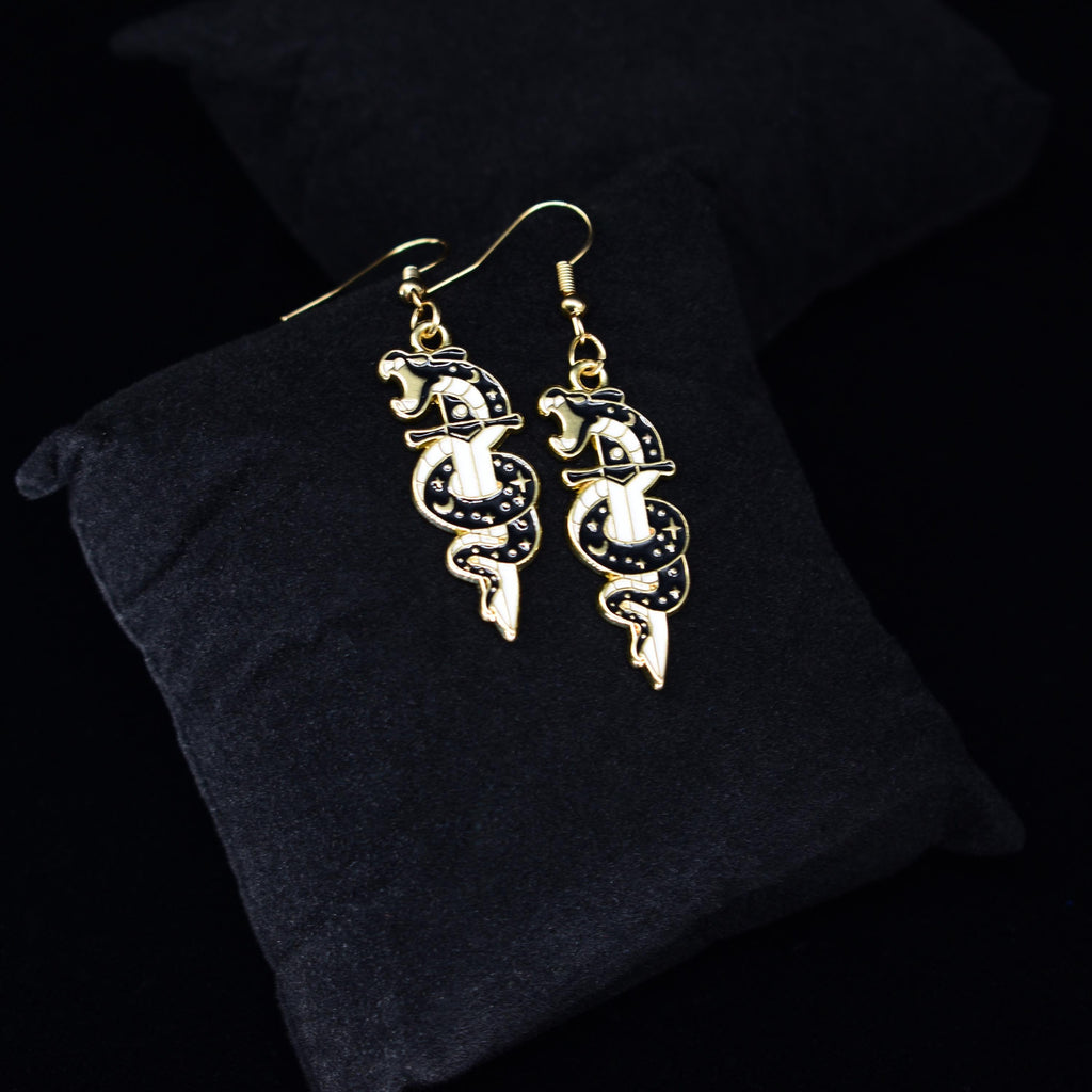 Bohemian Snake Sword Dagger Boho Hook Earring Set