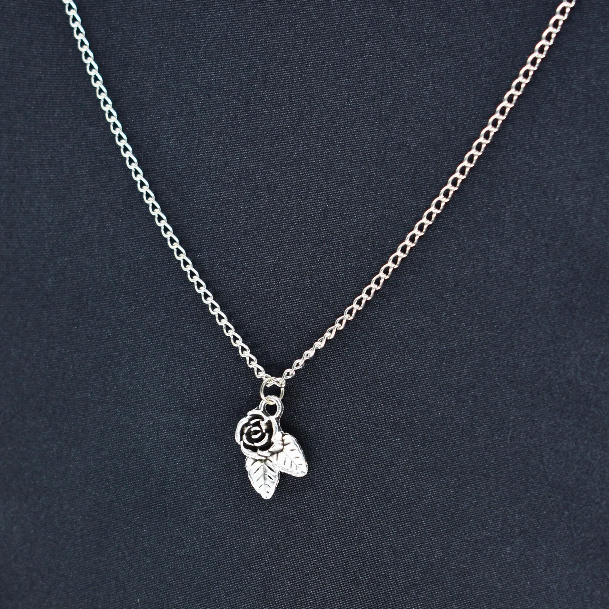 Rose Leaf Silver Chain Necklace