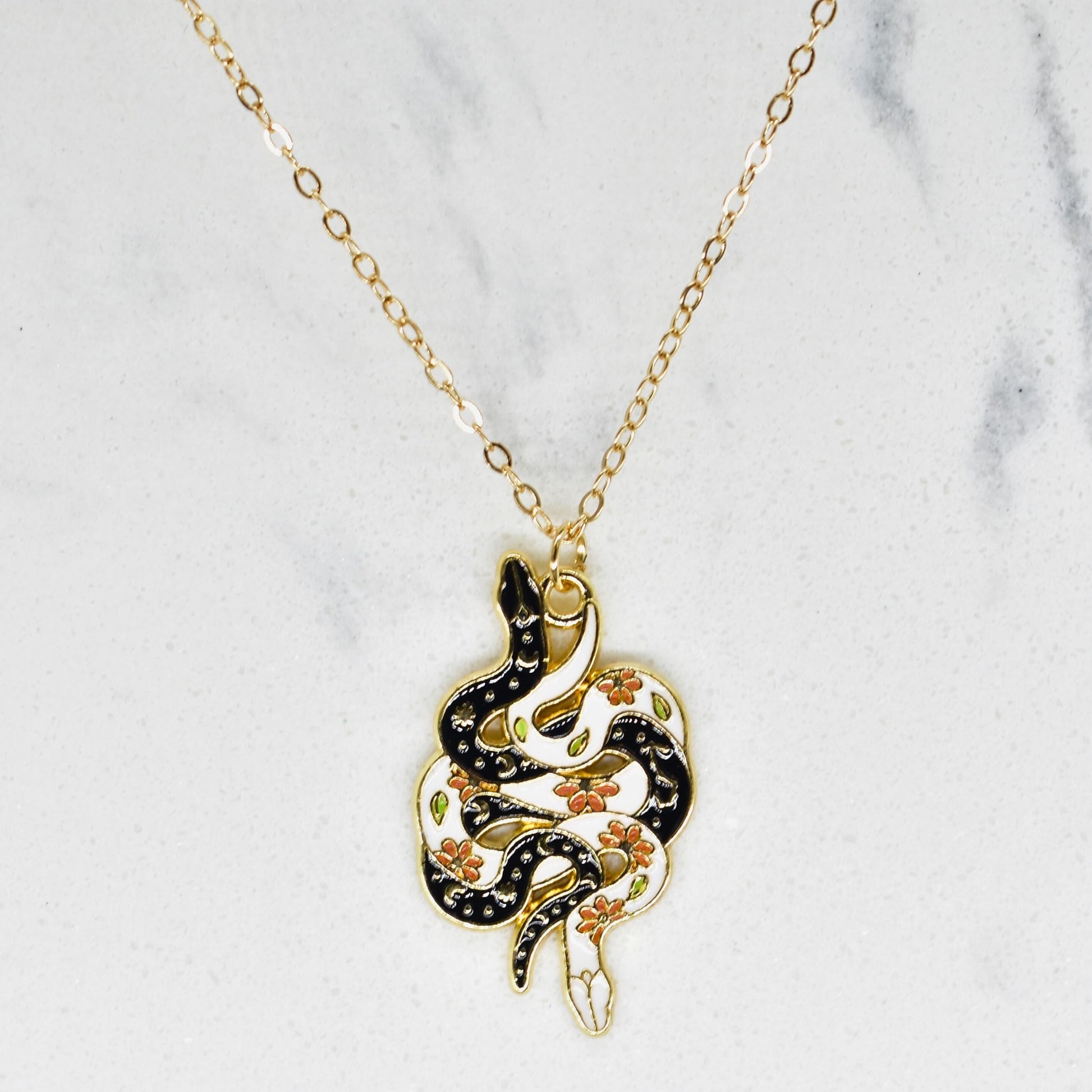 Bohemian Snakes Up & Down Boho Gold Chain Necklace