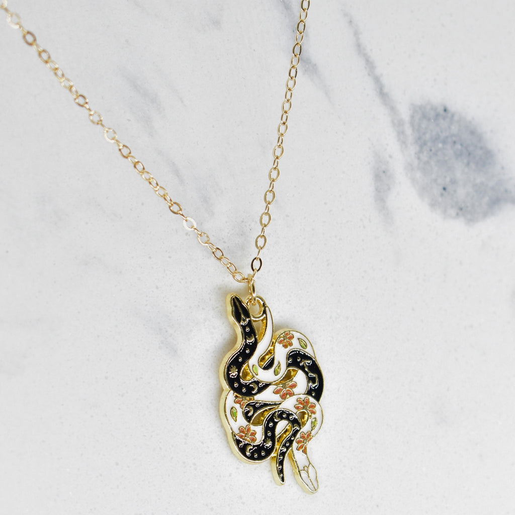 Bohemian Snakes Up & Down Boho Gold Chain Necklace