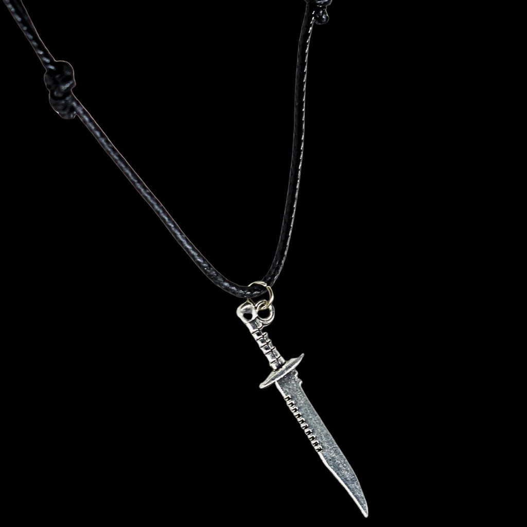 Medieval Elven Fantasy Dagger Black Cord Necklace