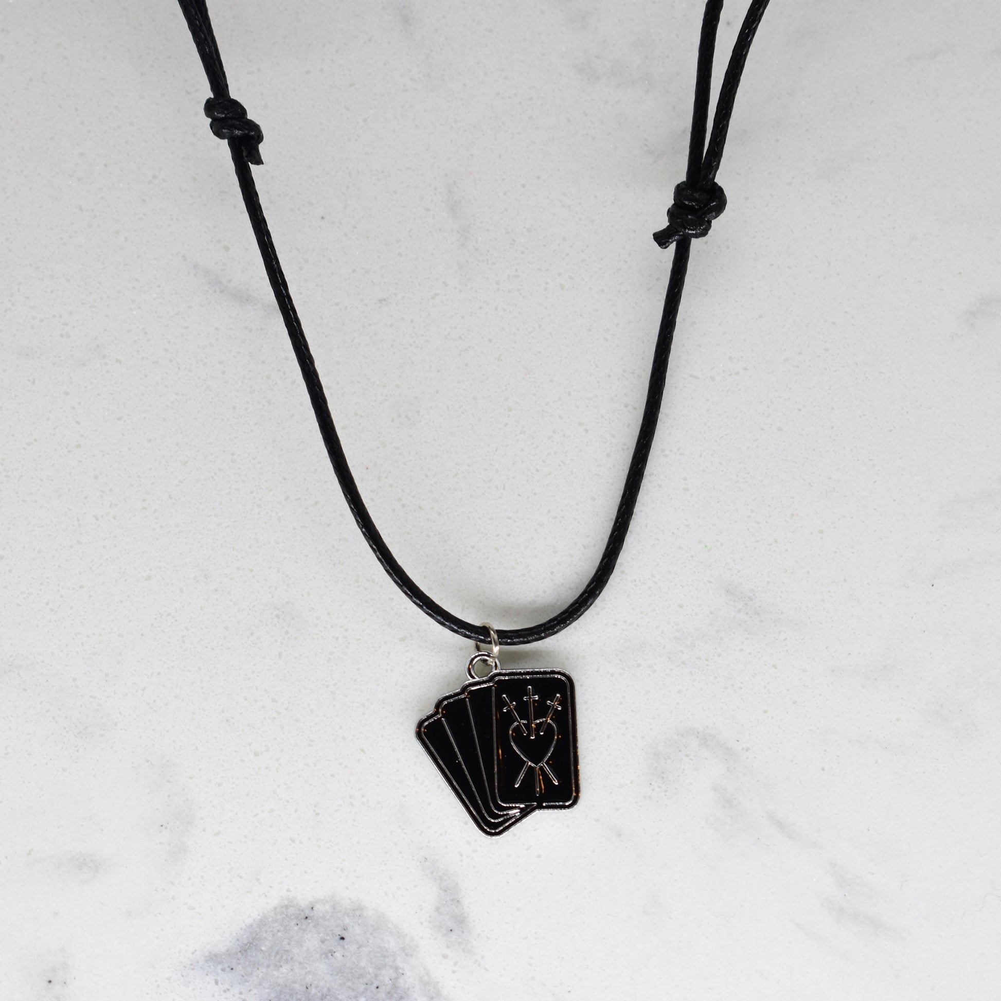 Tarot Cards Black Cord Enamel Necklace