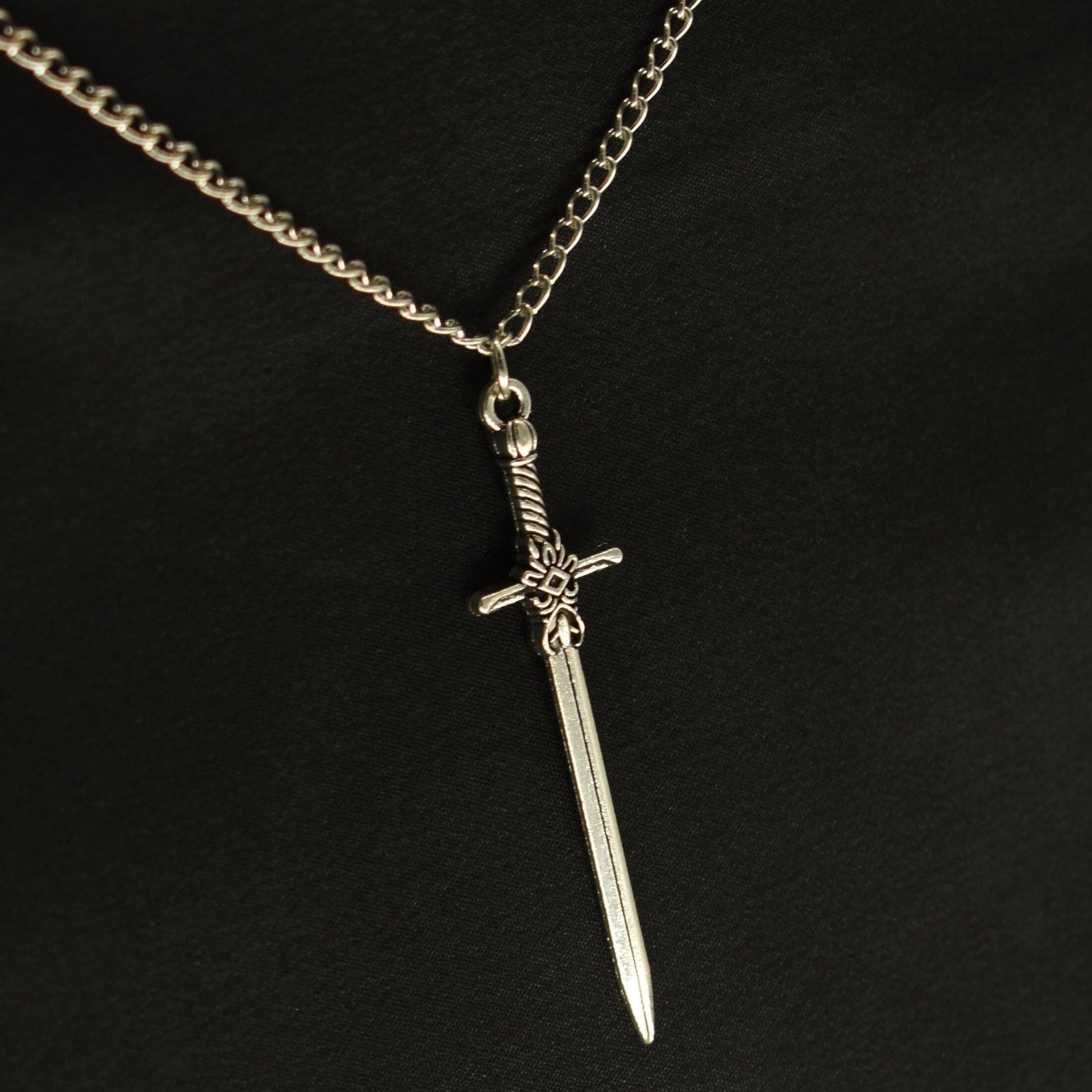 Sword Medieval Fantasy Silver Chain Necklace