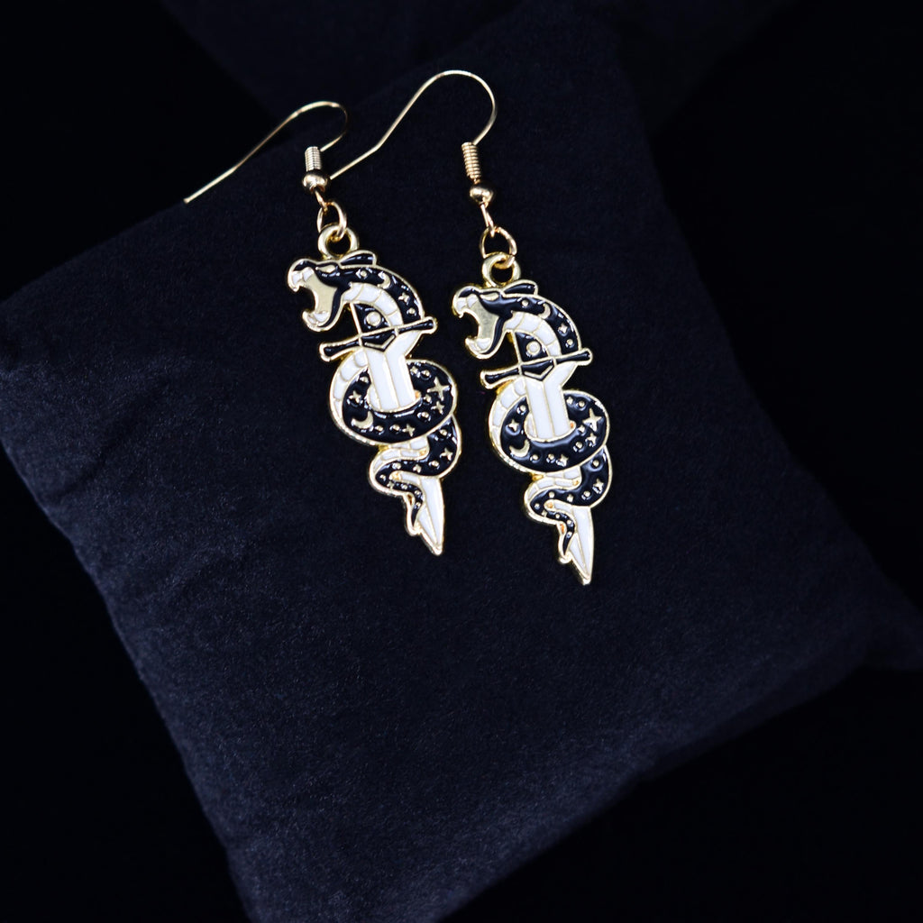 Bohemian Snake Sword Dagger Boho Hook Earring Set