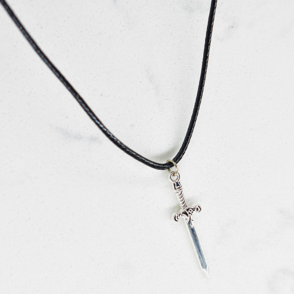 Mystic Elven Dagger Black Cord Necklace