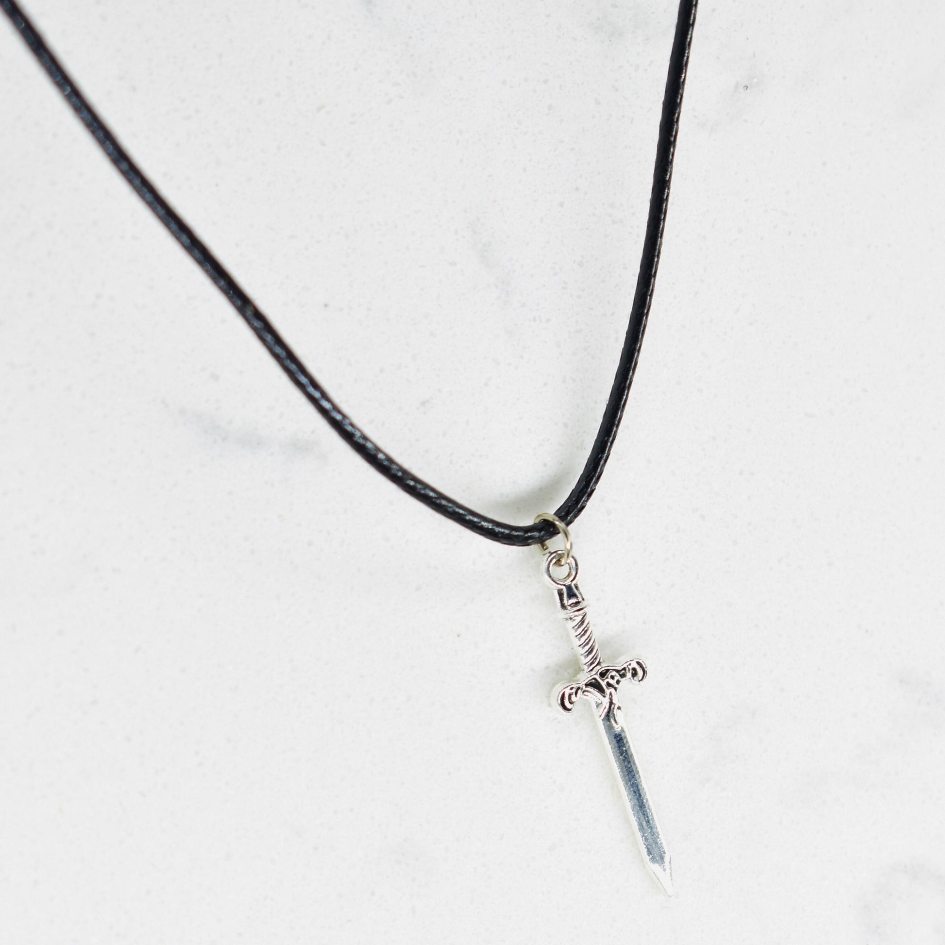 Mystic Elven Dagger Black Cord Necklace