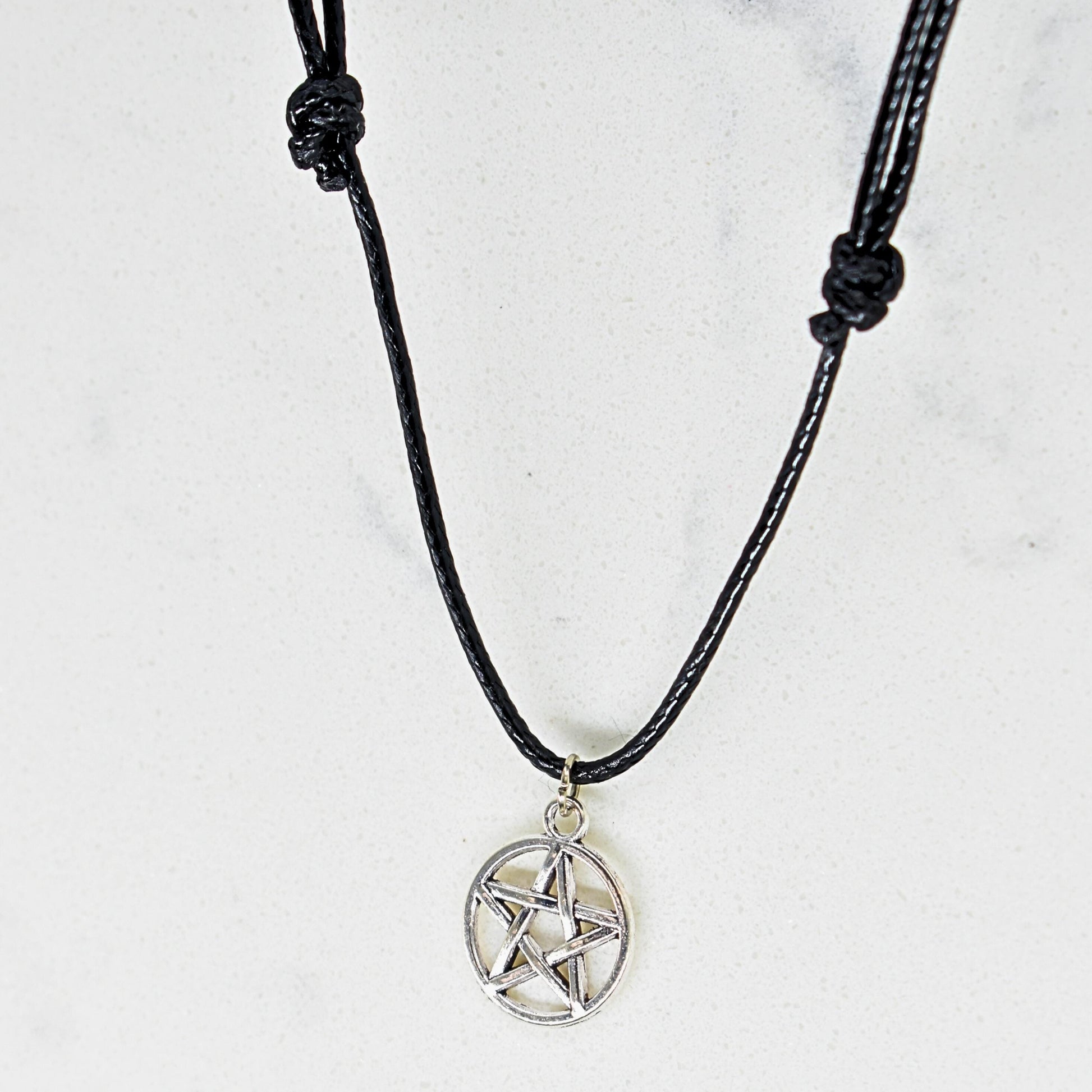 Pentagram Black Cord Necklace