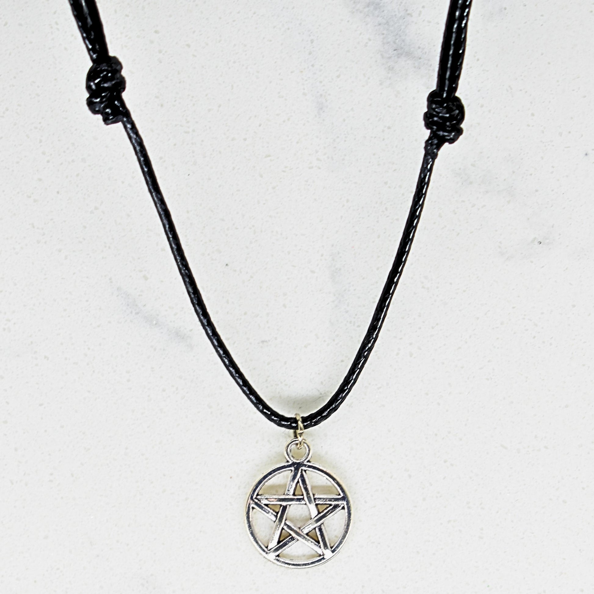 Pentagram Black Cord Necklace