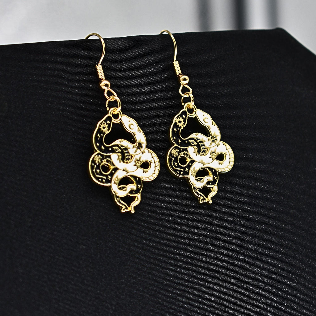 Bohemian Snake Boho Gold Hook Earring Set