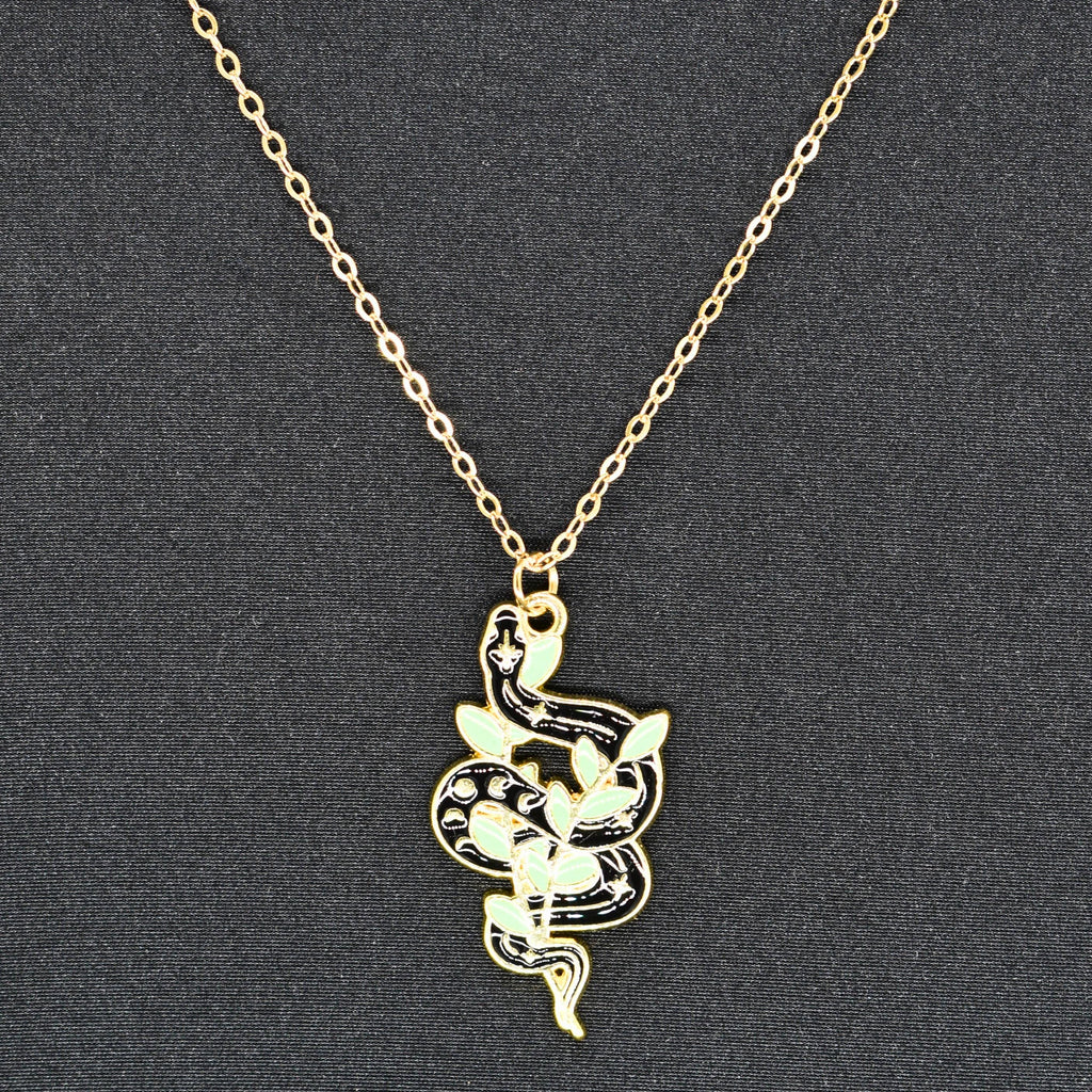 Bohemian Snake and Leaf Boho Gold Chain Necklace