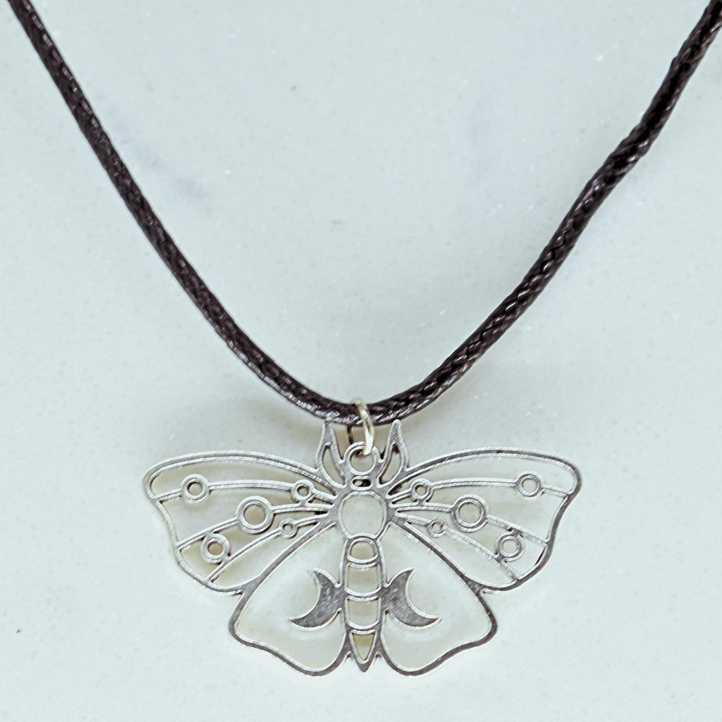 Moth Black Cord Necklace