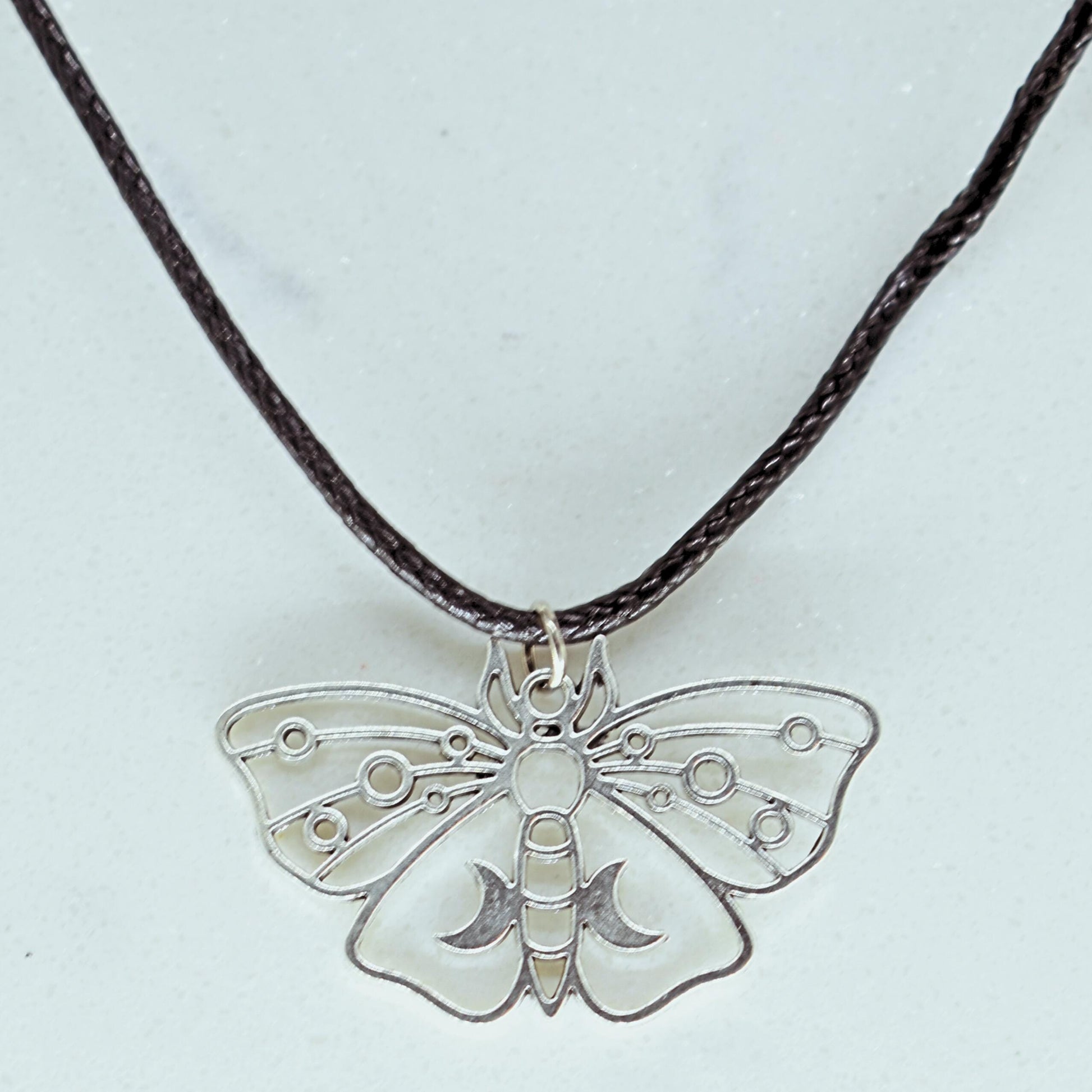 Moth Black Cord Necklace