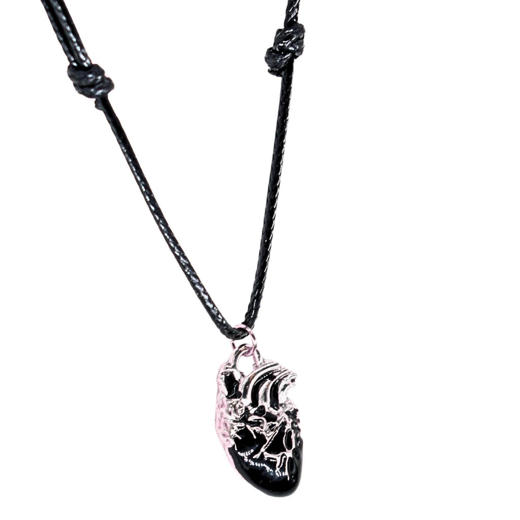 Black Heart Black Cord Necklace