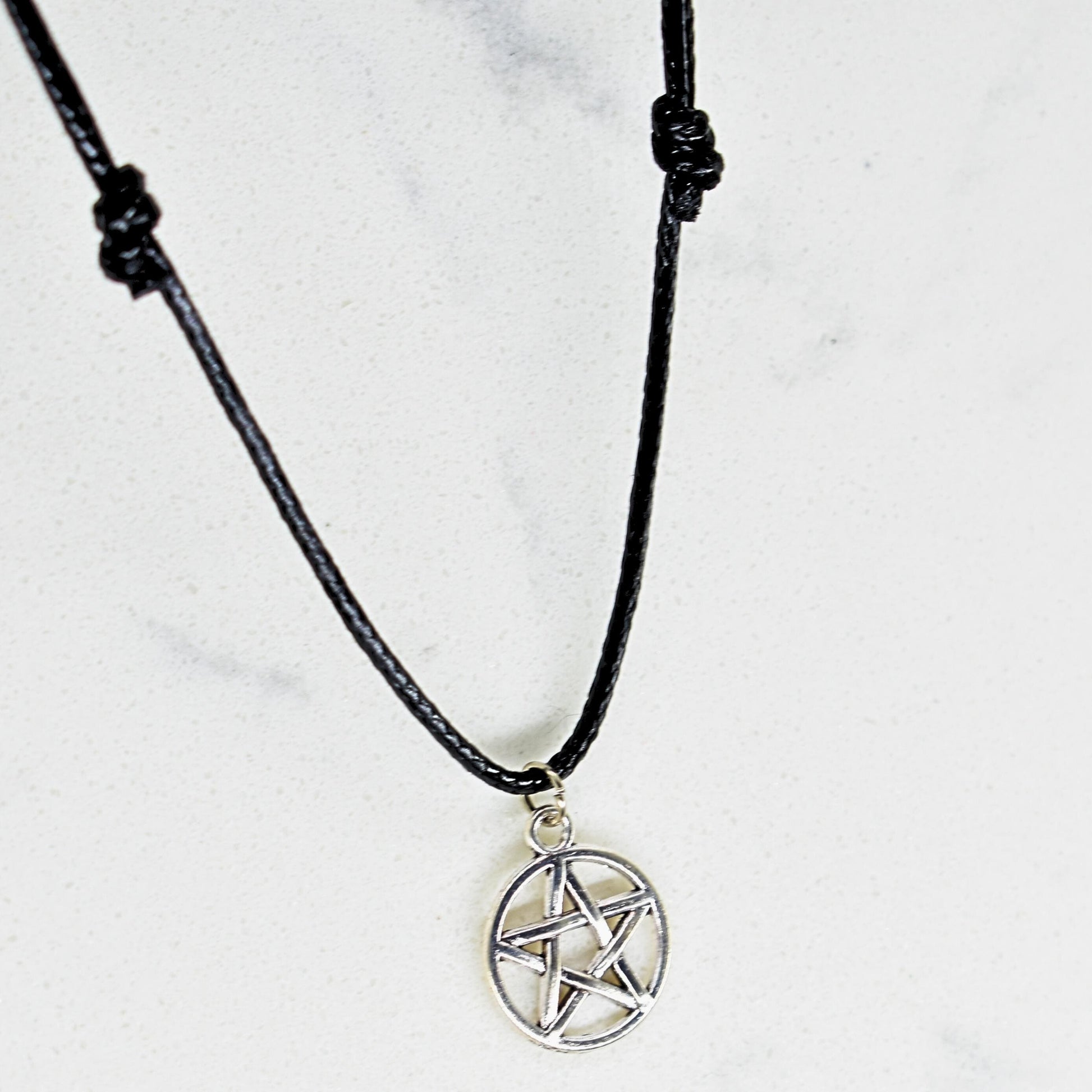 Pentagram Black Cord Necklace