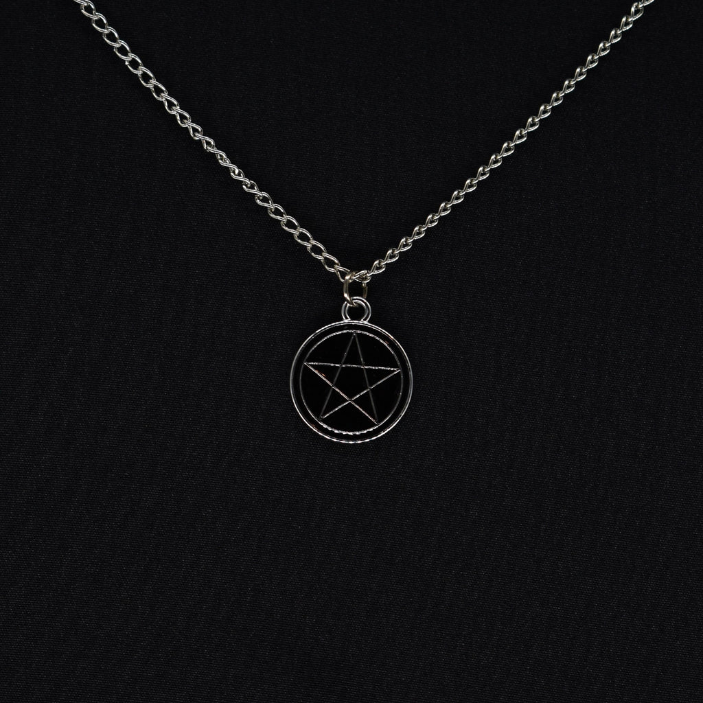 Pentagram Enamel Silver Chain Necklace