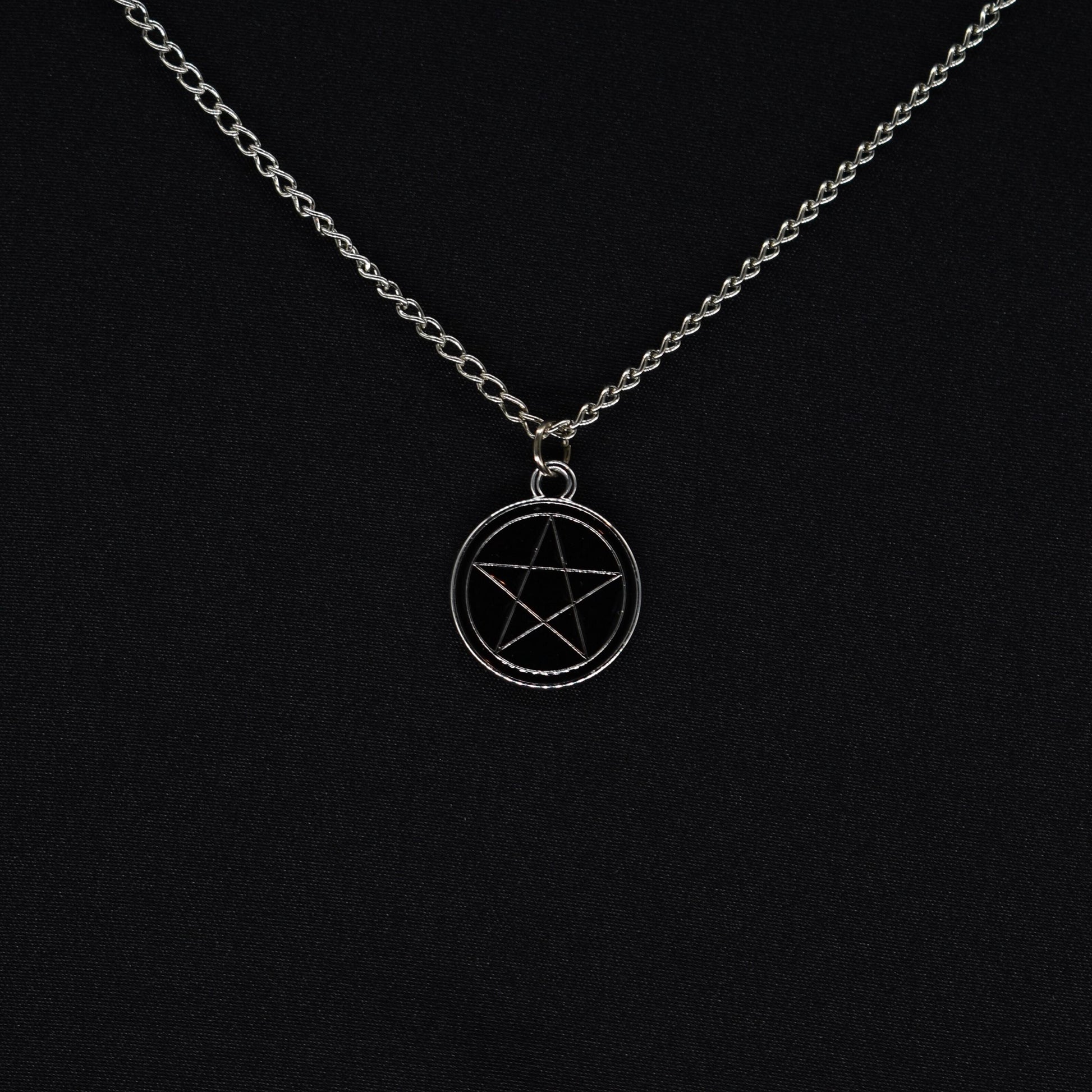 Pentagram Enamel Silver Chain Necklace