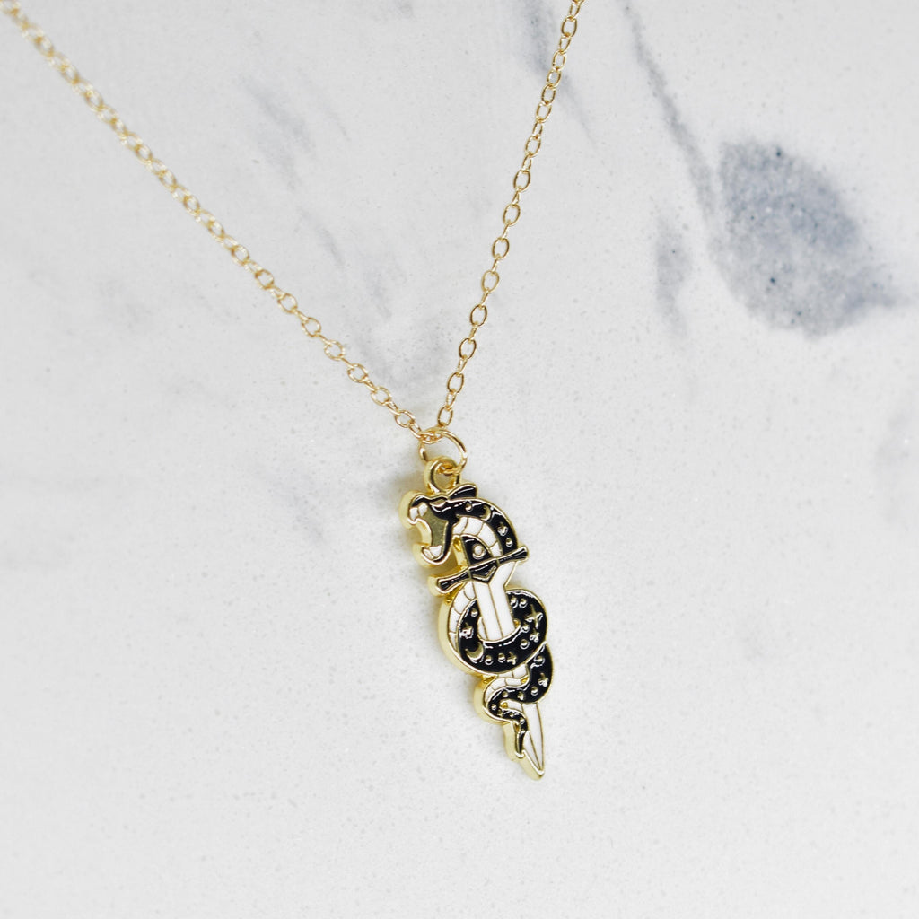 Bohemian Snake Sword Dagger Gold Chain Boho Necklace