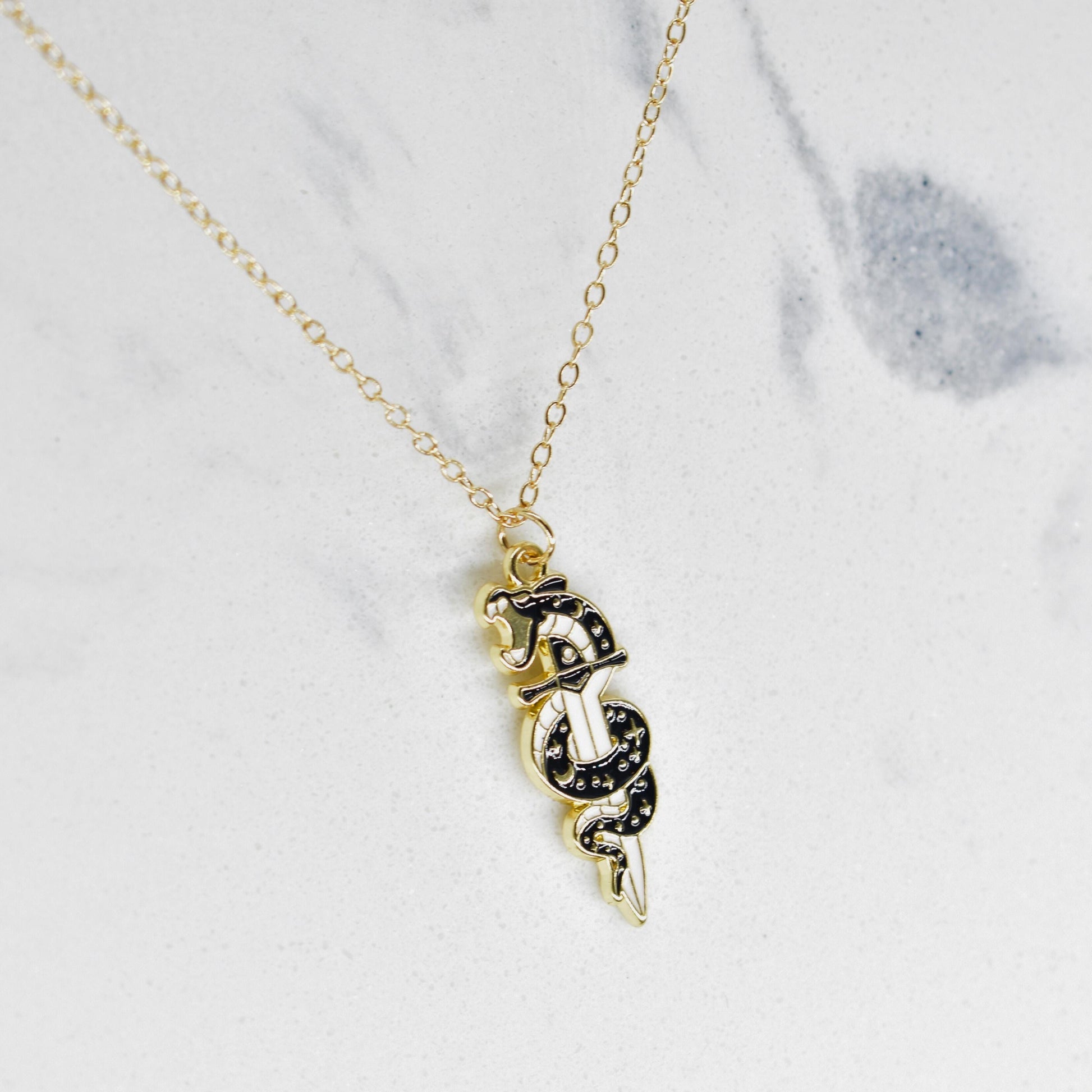 Bohemian Snake Sword Dagger Gold Chain Boho Necklace