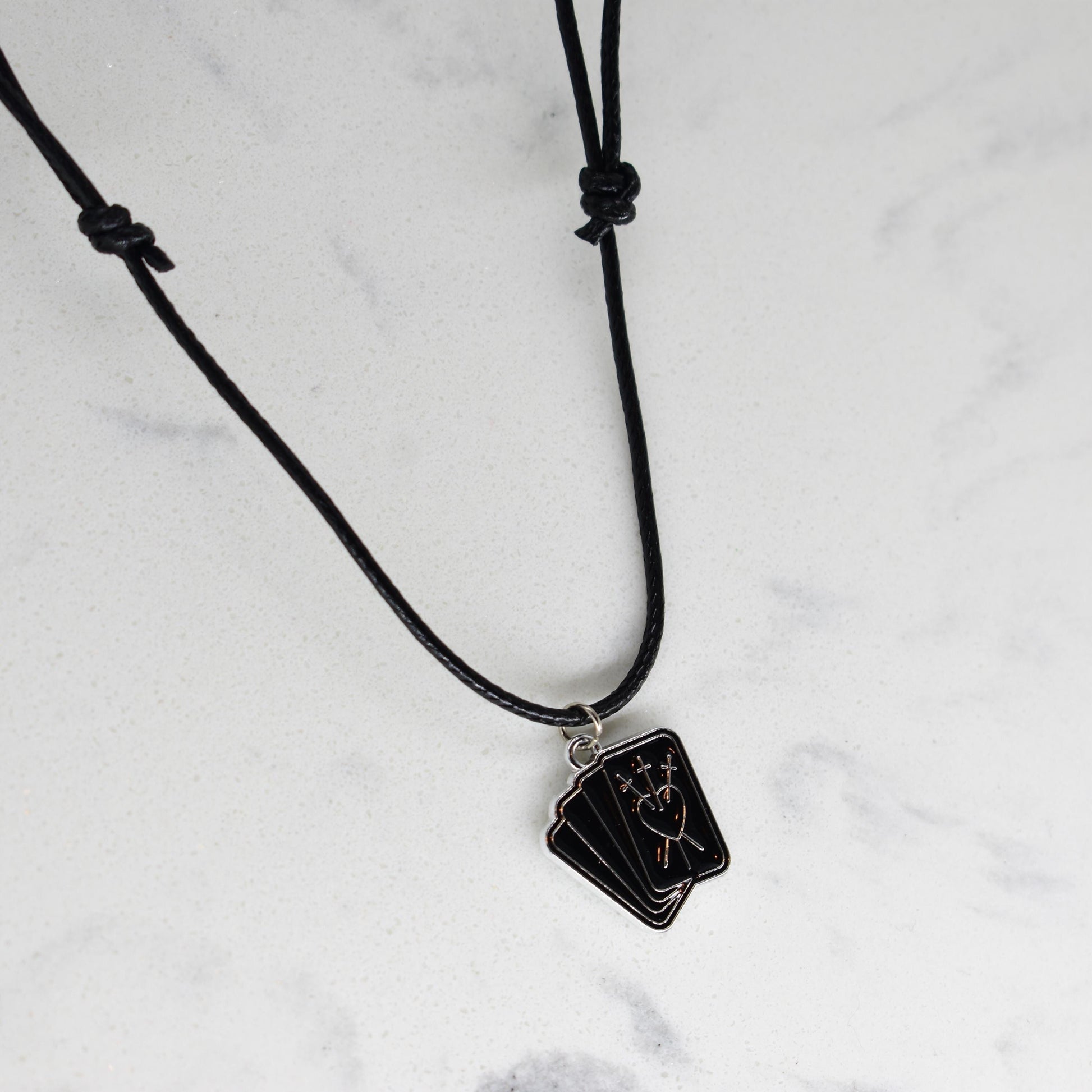 Tarot Cards Black Cord Enamel Necklace