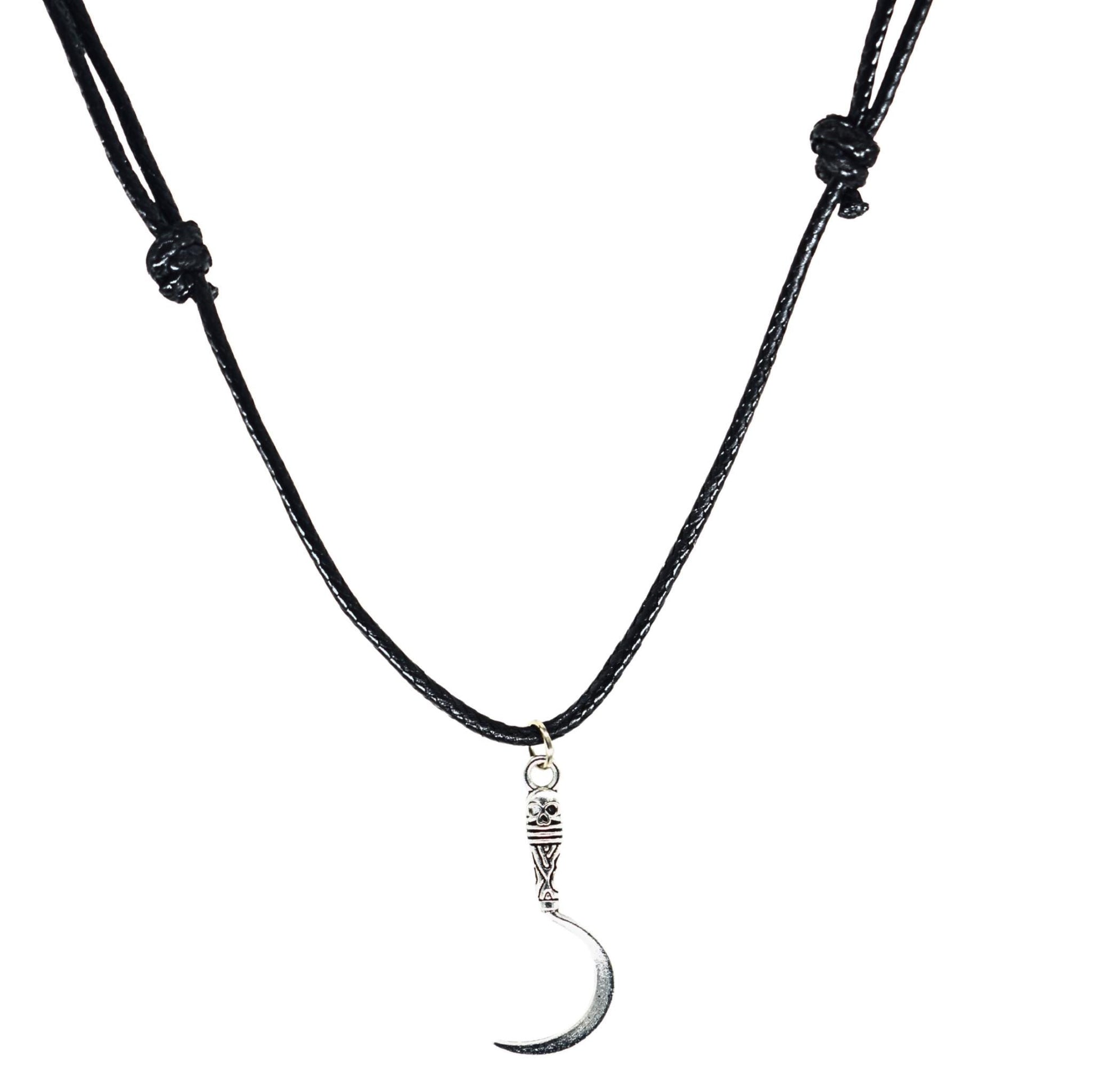 Sickle Fantasy Black Cord Necklace