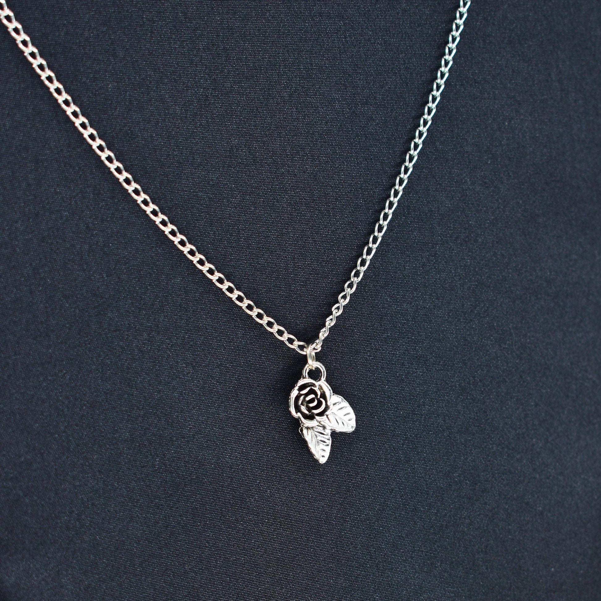 Rose Leaf Silver Chain Necklace