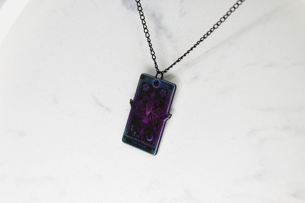 The Devil Tarot Card Black Chain Necklace