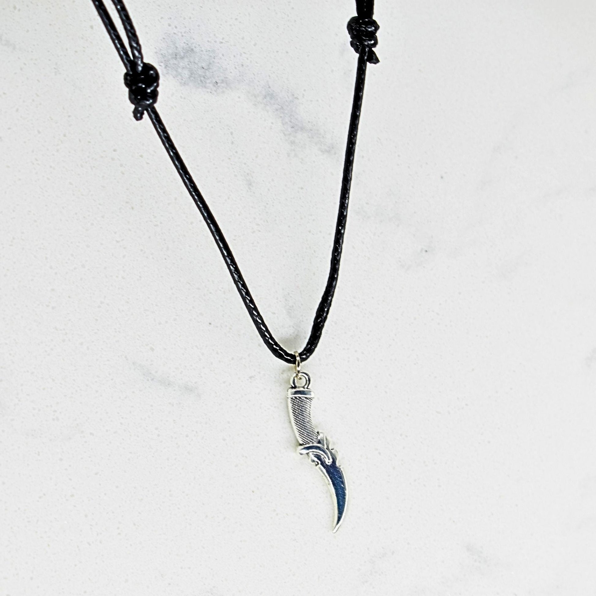 Assassin Dagger Black Cord Necklace