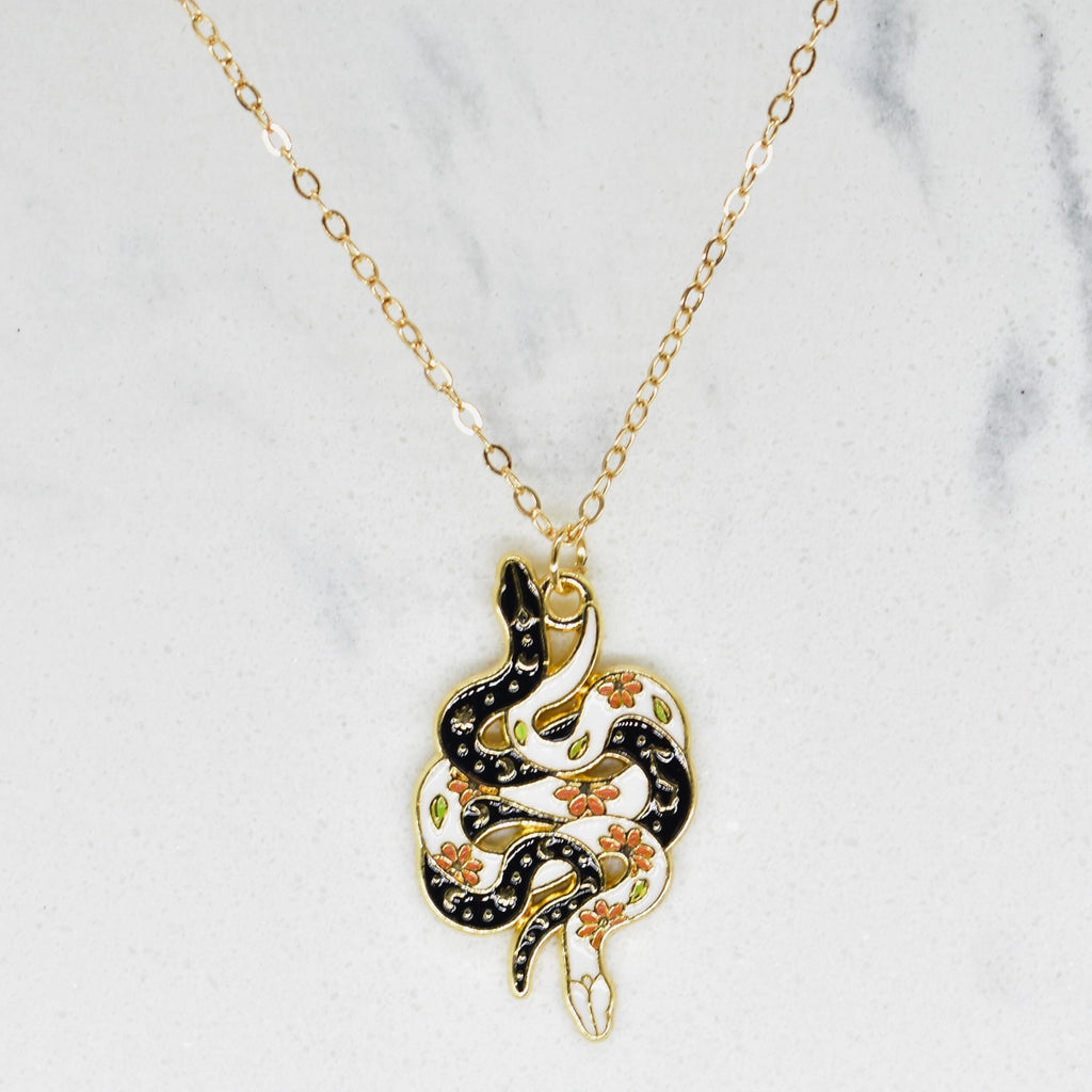 Bohemian Snakes Up & Down Boho Gold Chain Necklace