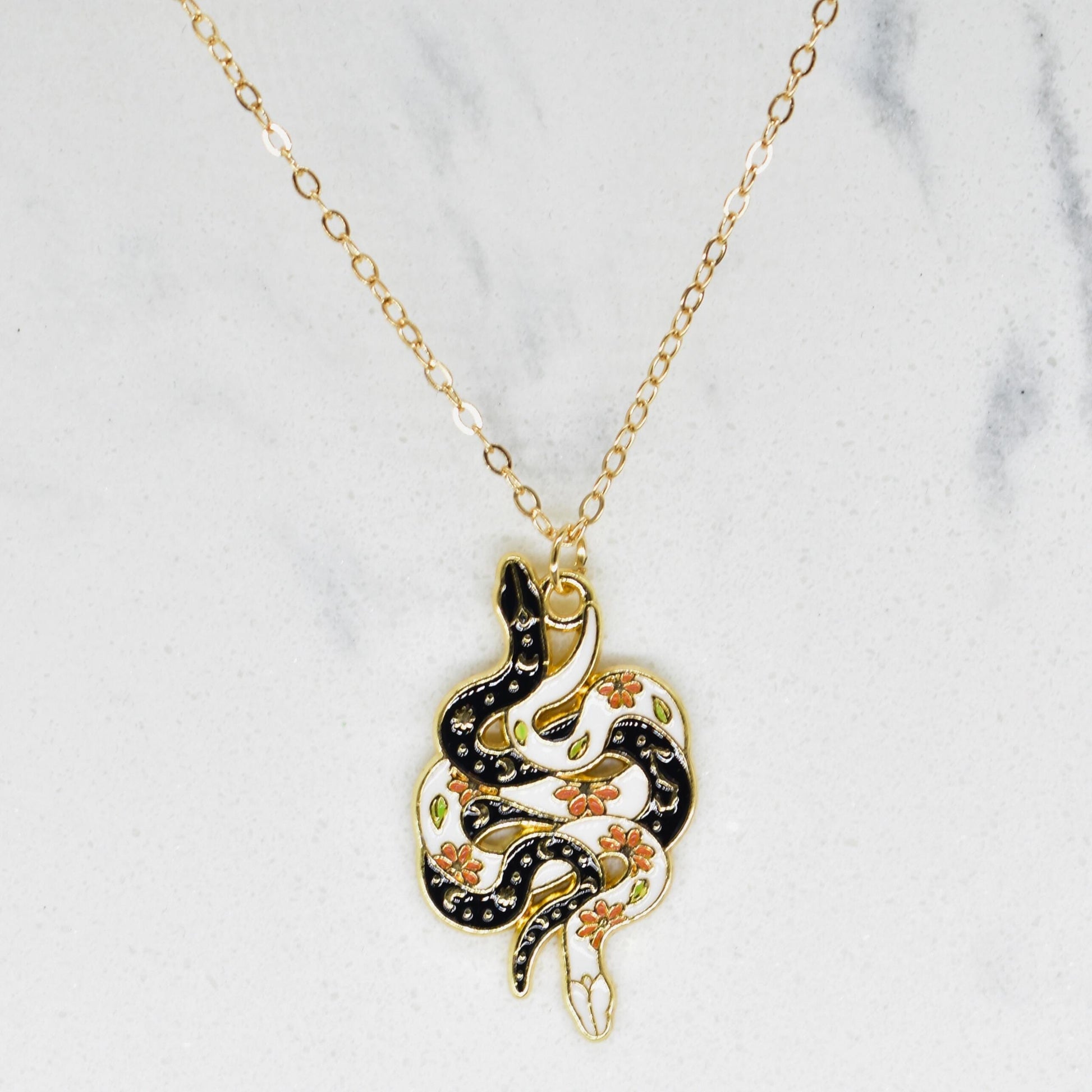 Bohemian Snakes Up & Down Boho Gold Chain Necklace