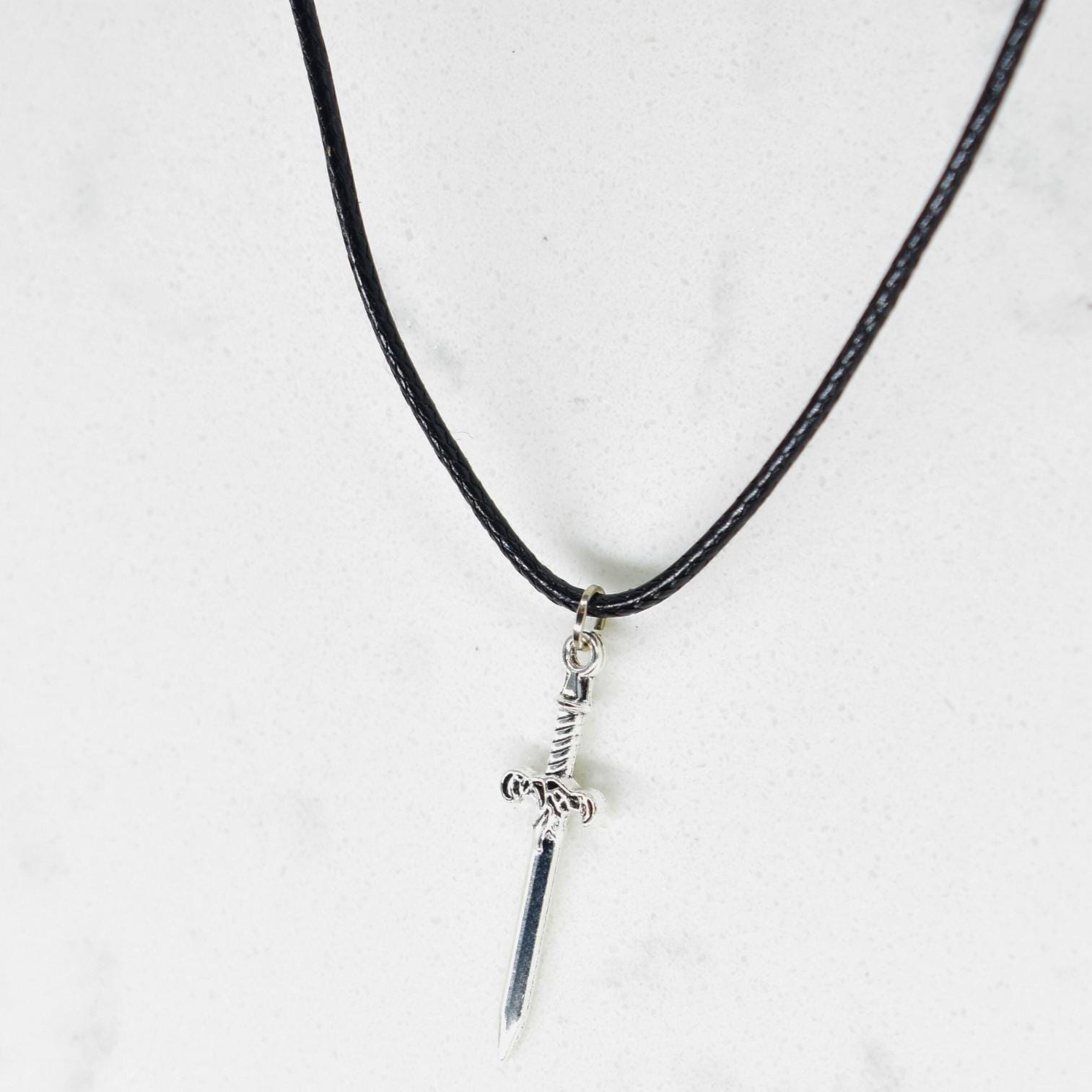 Mystic Elven Dagger Black Cord Necklace