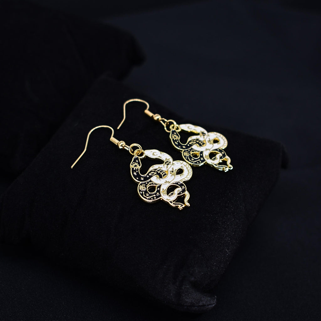 Bohemian Snake Boho Gold Hook Earring Set