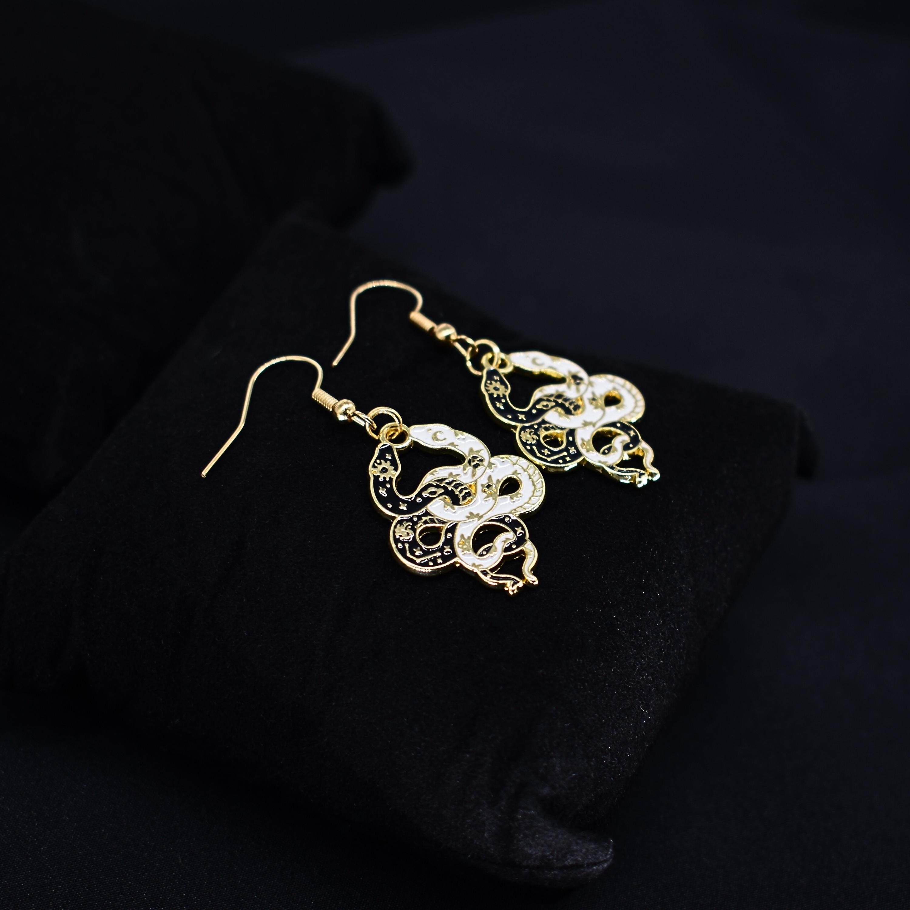 Bohemian Snake Boho Gold Hook Earring Set