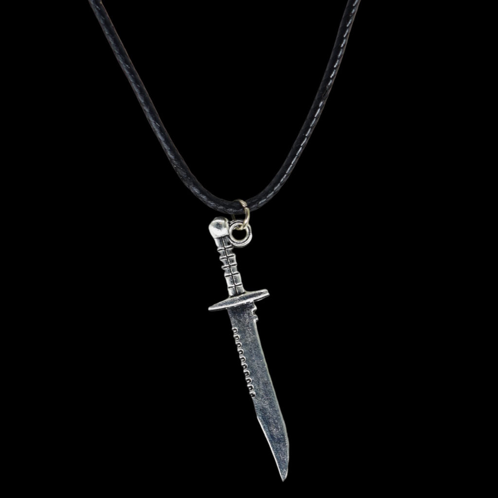 Medieval Elven Fantasy Dagger Black Cord Necklace