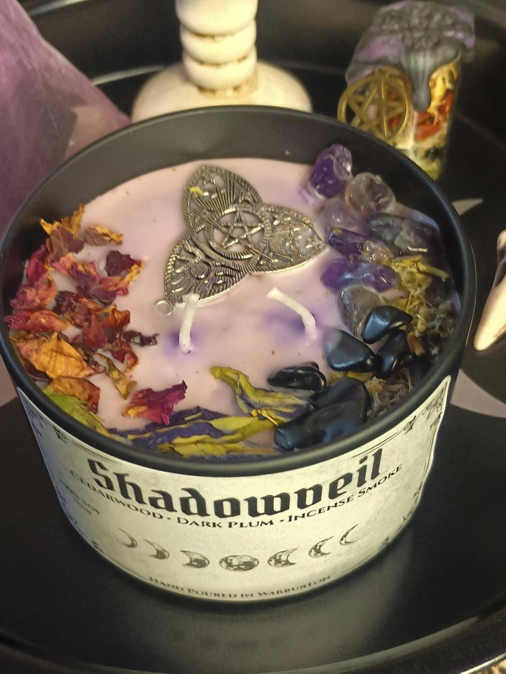 Shadowveil Intention Candle Jar | Herb & Crystal Infused