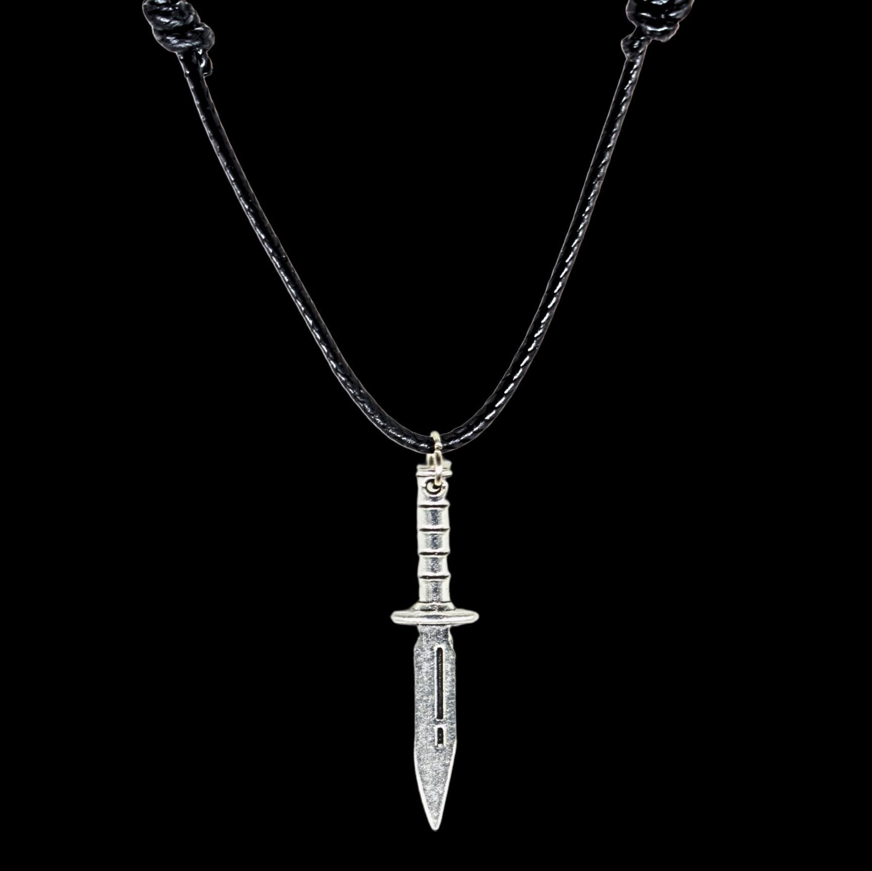 Combat Knife Black Cord Necklace