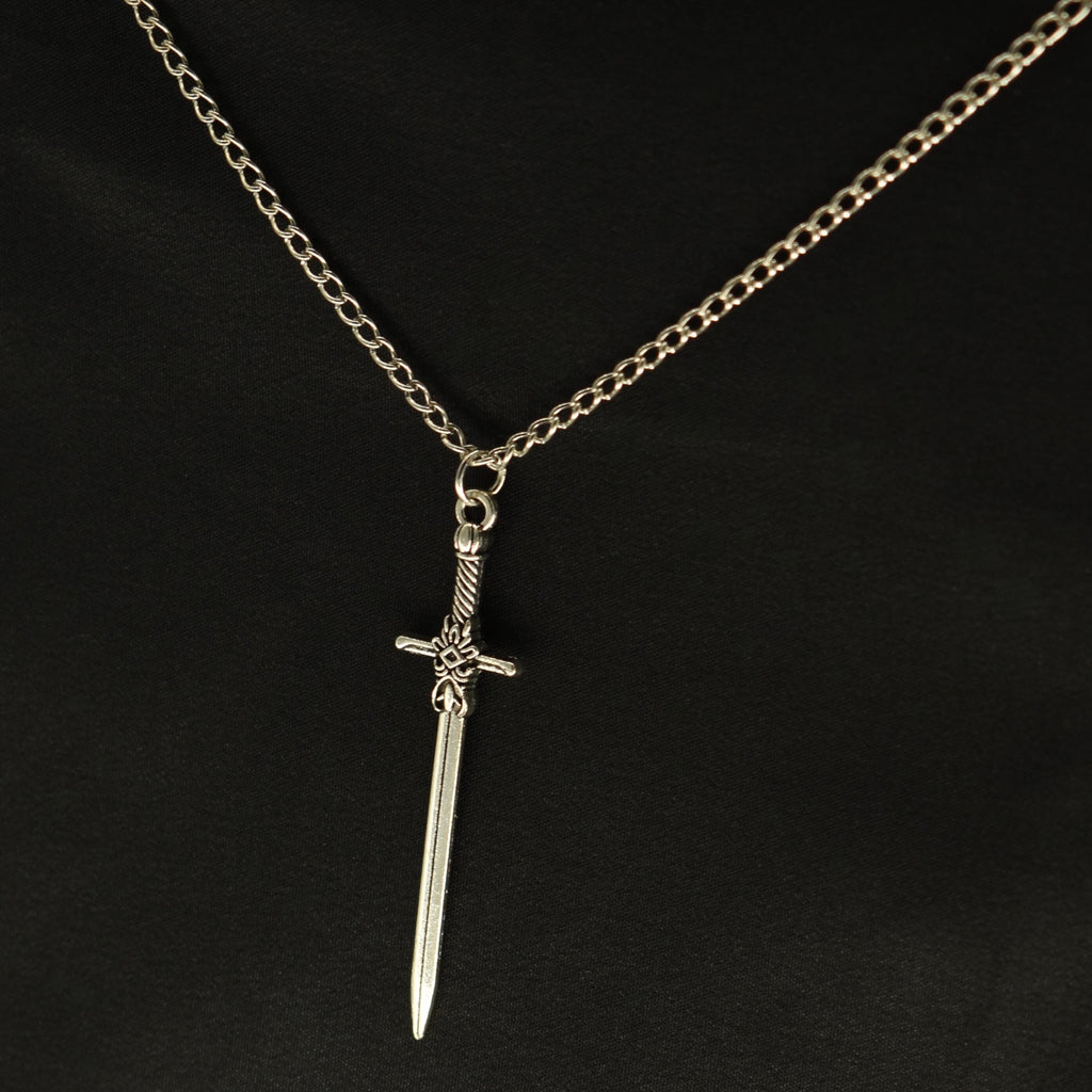 Sword Medieval Fantasy Silver Chain Necklace