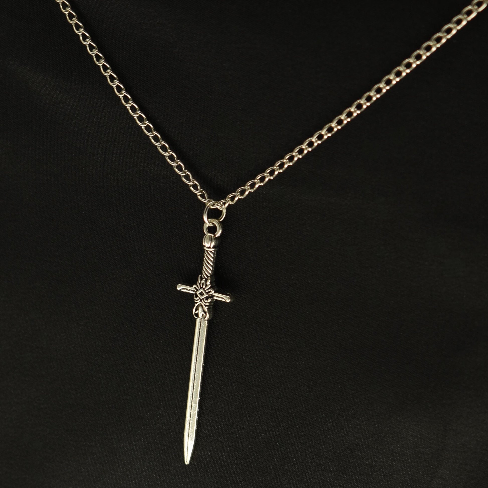Sword Medieval Fantasy Silver Chain Necklace