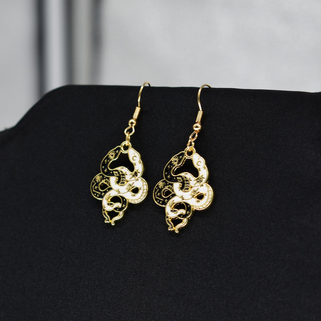 Bohemian Snake Boho Gold Hook Earring Set