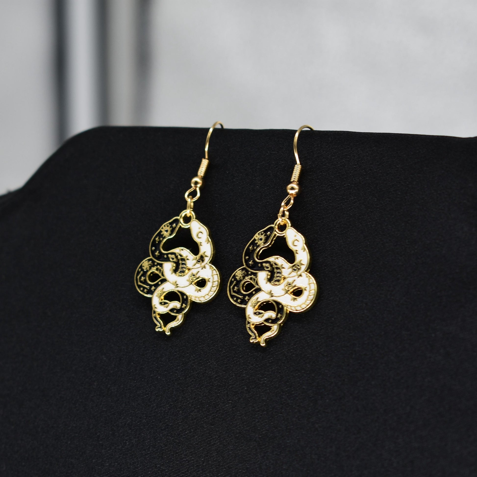 Bohemian Snake Boho Gold Hook Earring Set