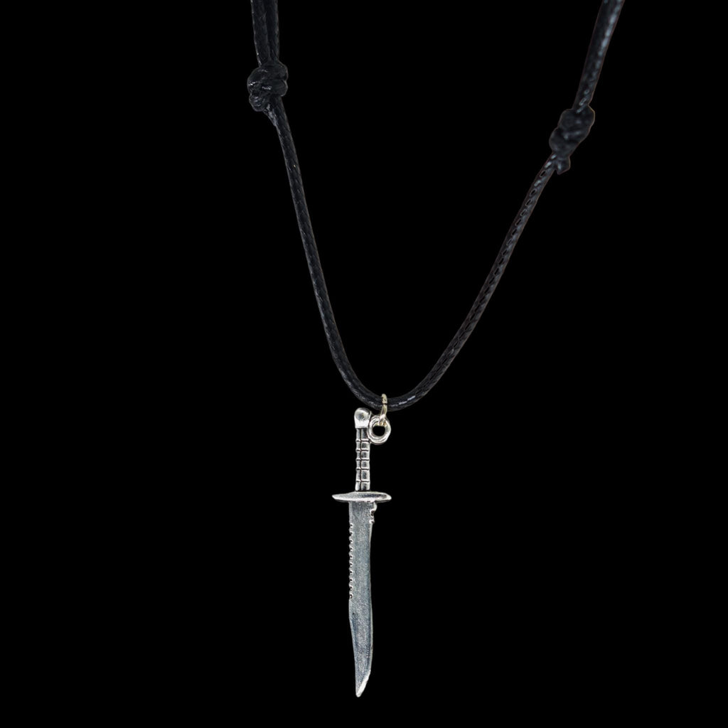 Medieval Elven Fantasy Dagger Black Cord Necklace