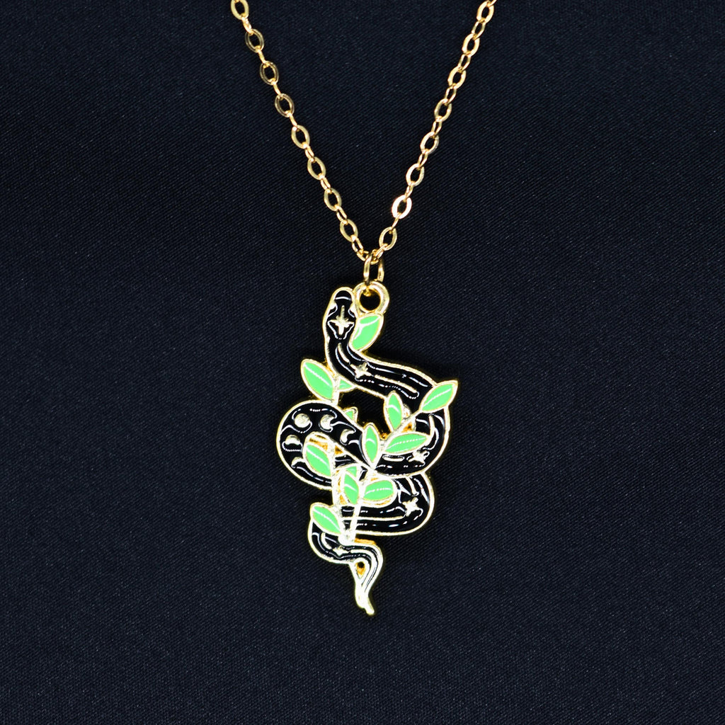 Bohemian Snake and Leaf Boho Gold Chain Necklace