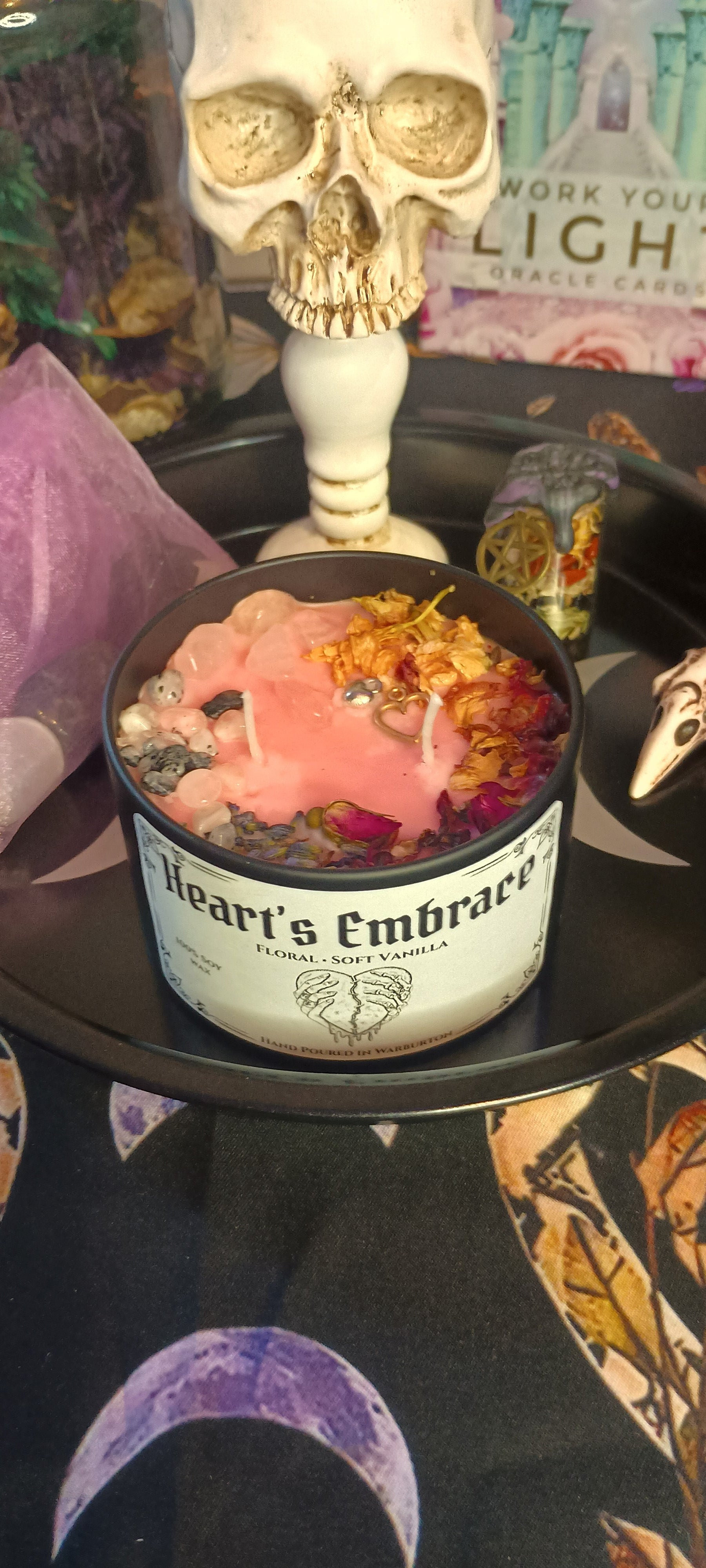 Hearts Embrace Intention Candle Jar | Herb & Crystal Infused