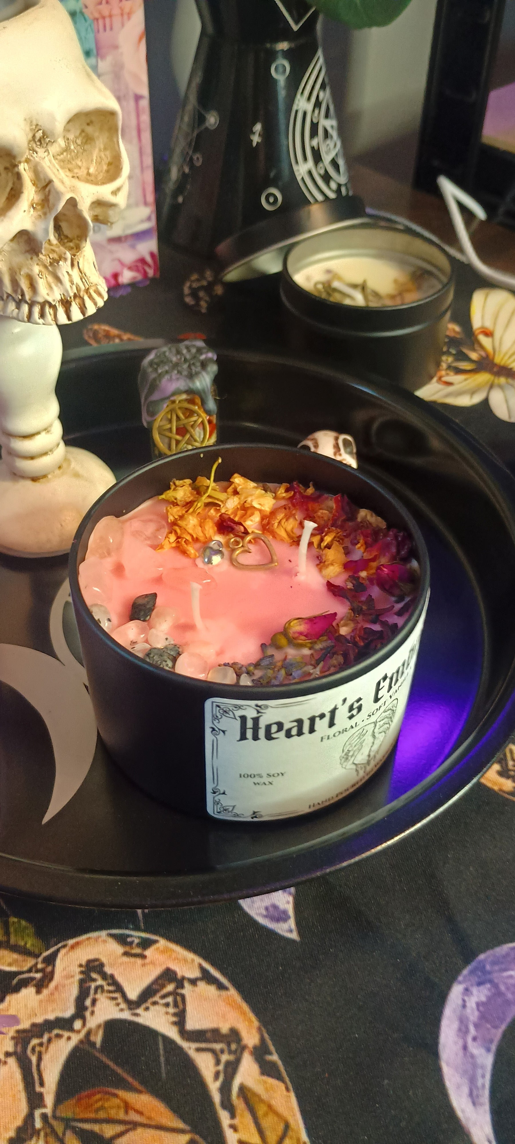 Hearts Embrace Intention Candle Jar | Herb & Crystal Infused