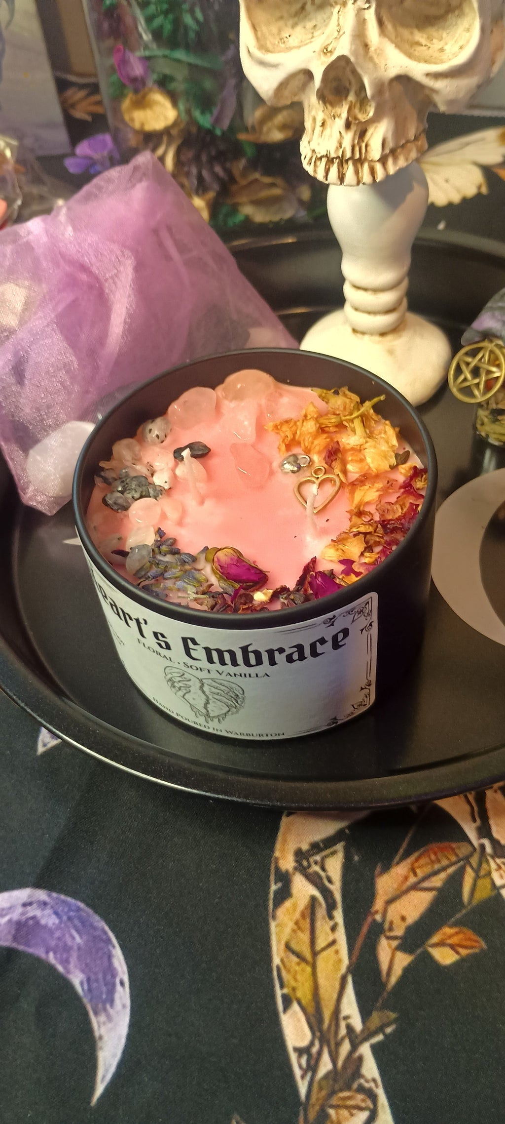 Hearts Embrace Intention Candle Jar | Herb & Crystal Infused