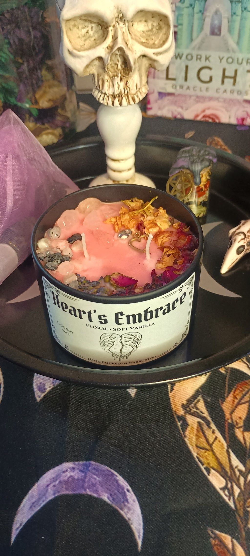 Hearts Embrace Intention Candle Jar | Herb & Crystal Infused