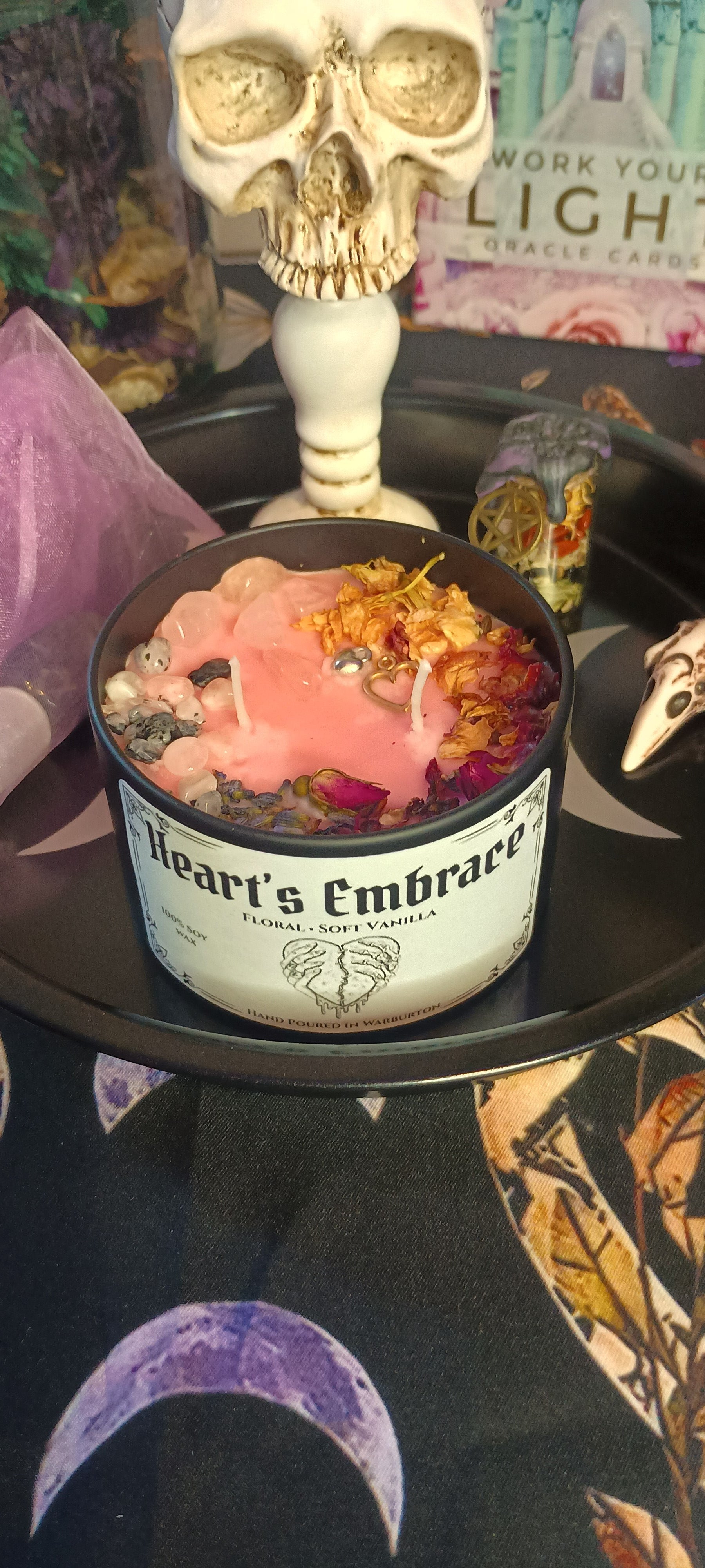 Hearts Embrace Intention Candle Jar | Herb & Crystal Infused